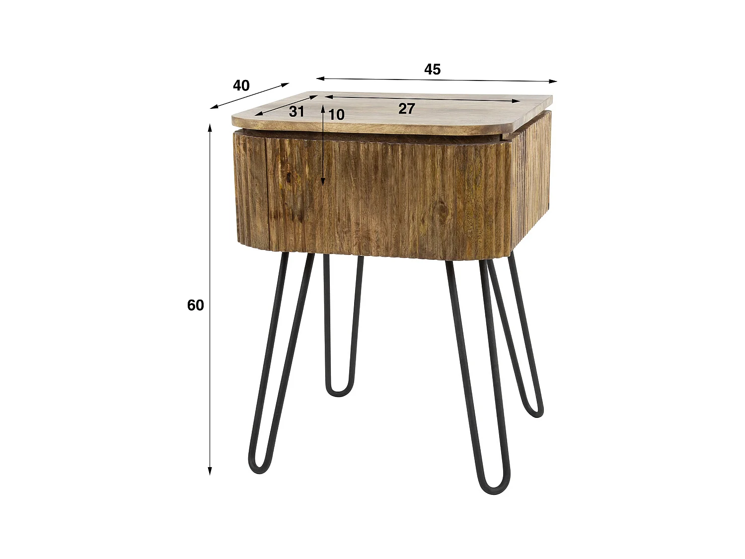 Table de chevet Wave - 1 tiroir - Mangue - Couleur sable