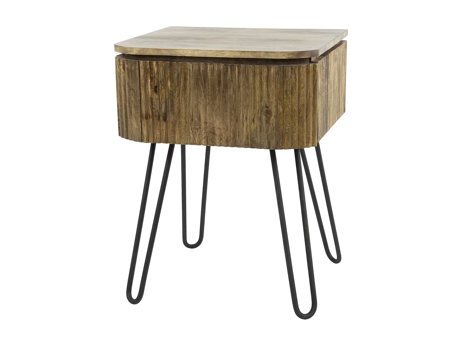 Table de chevet Wave - 1 tiroir - Mangue - Couleur sable