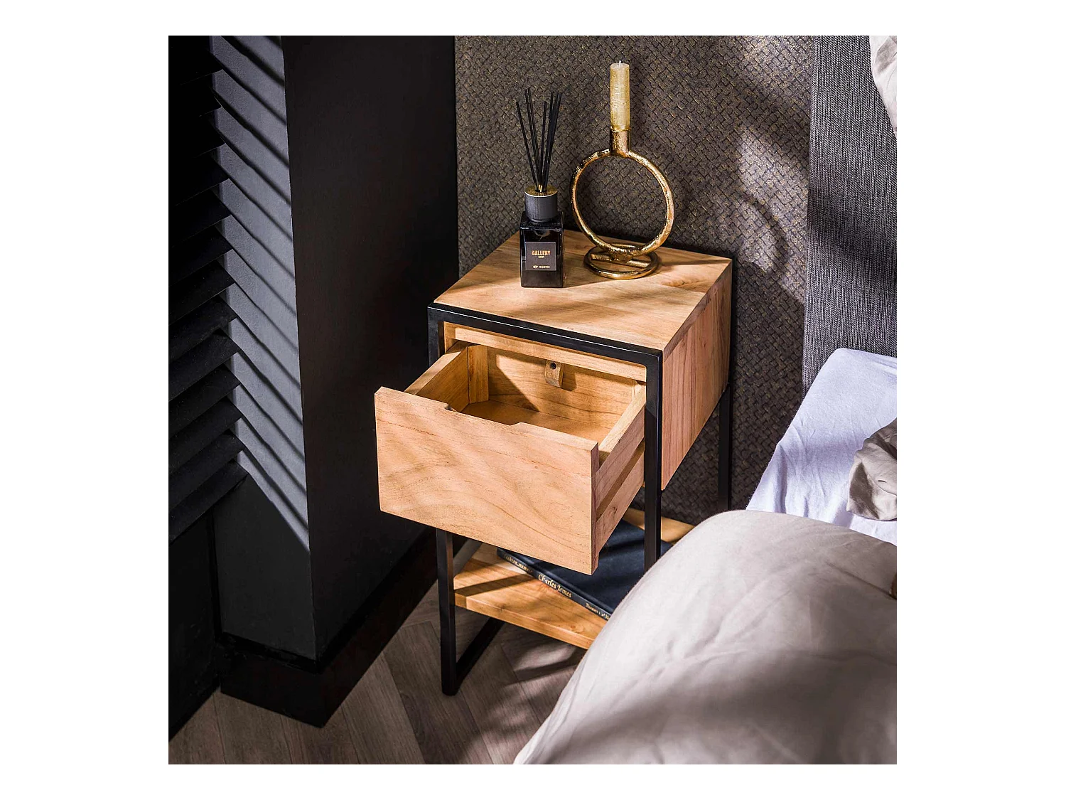 Table de chevet 1L XS Straight Wood - Acacia massif naturel