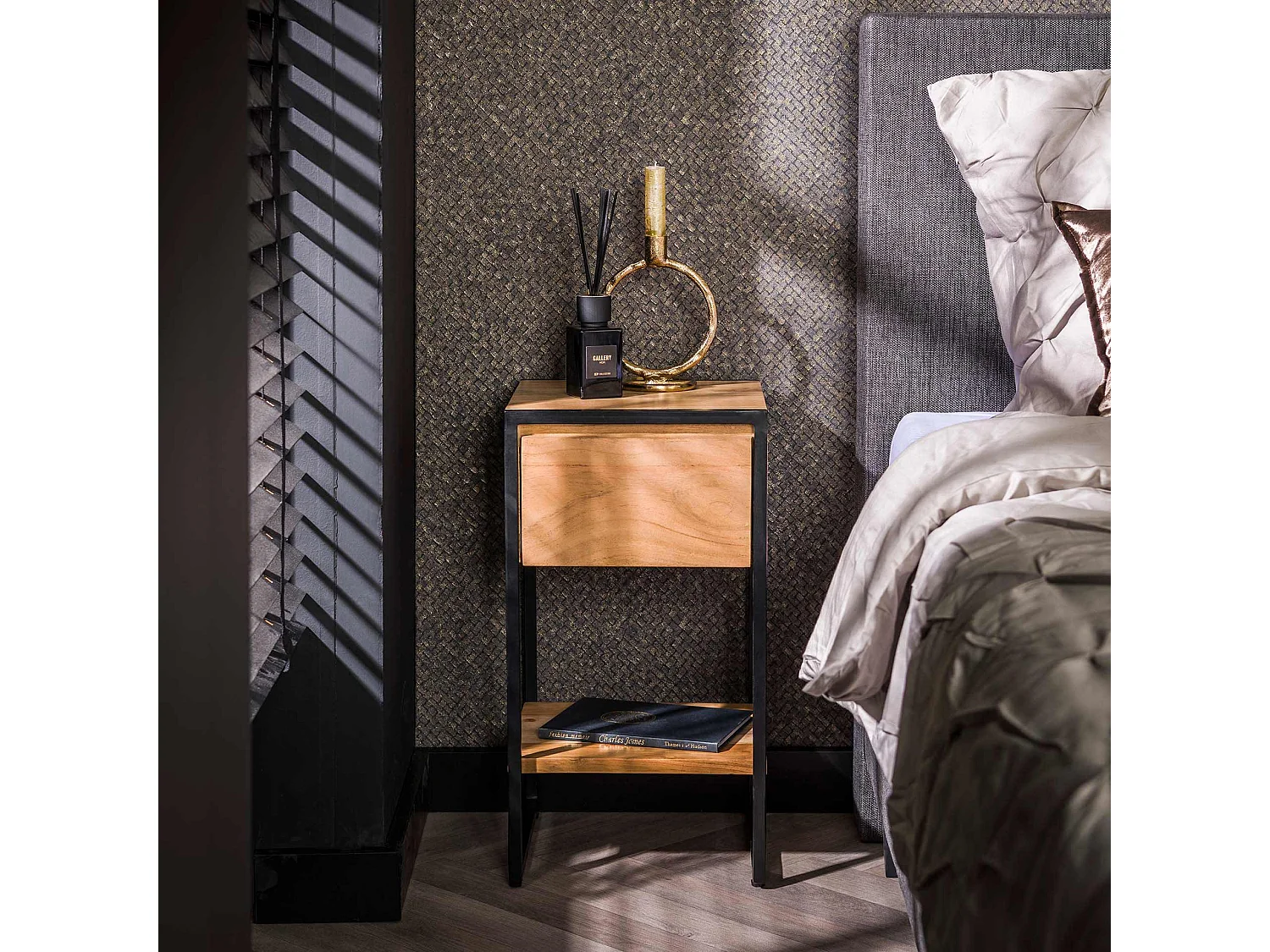 Table de chevet 1L XS Straight Wood - Acacia massif naturel