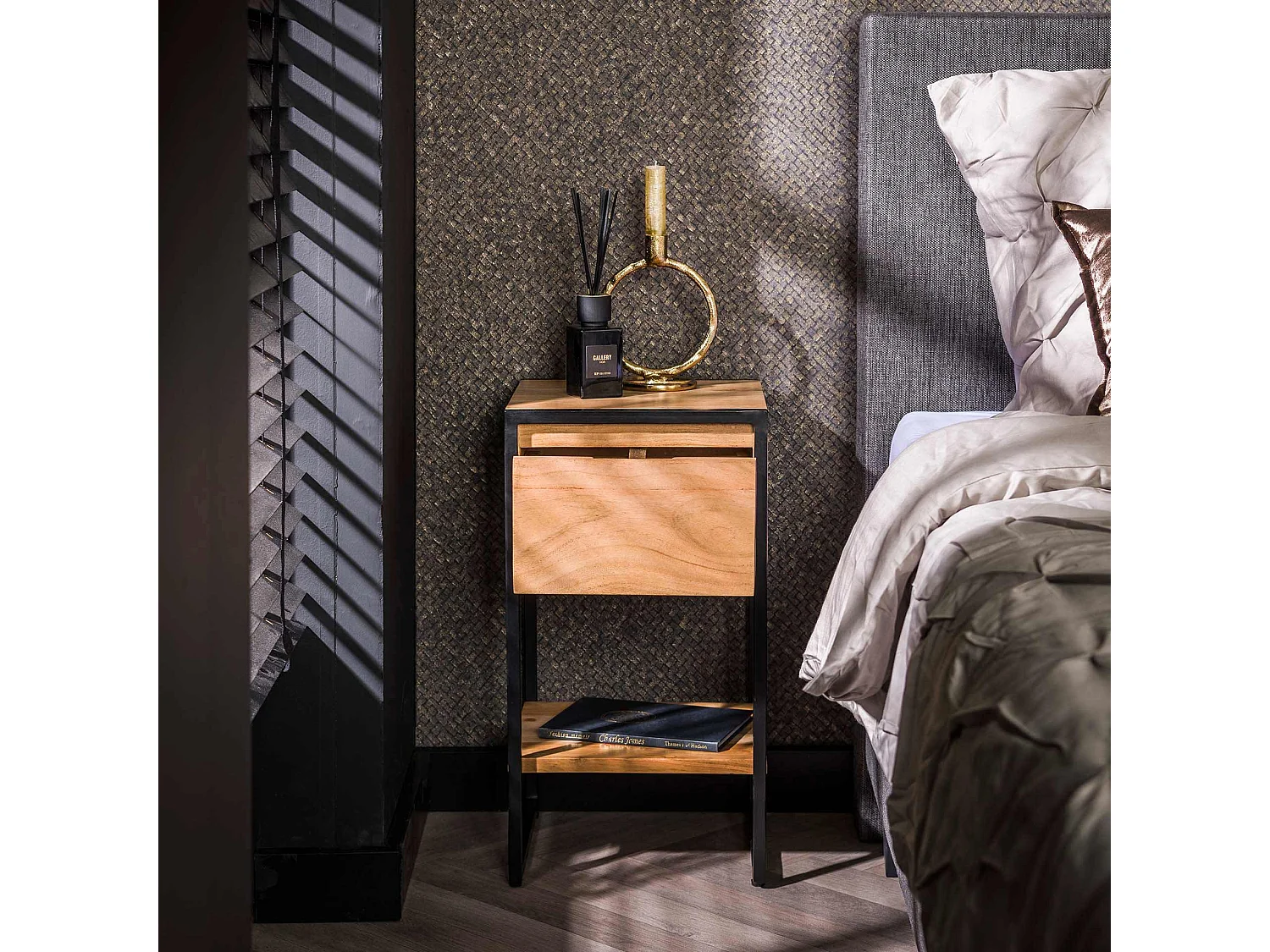 Table de chevet 1L XS Straight Wood - Acacia massif naturel