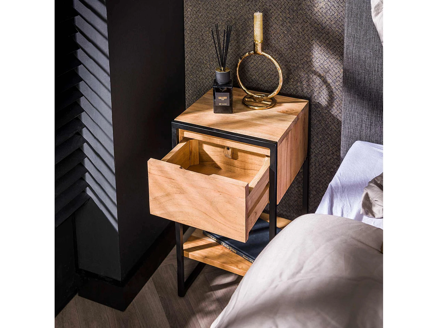 Table de chevet 1L XS Straight Wood - Acacia massif naturel