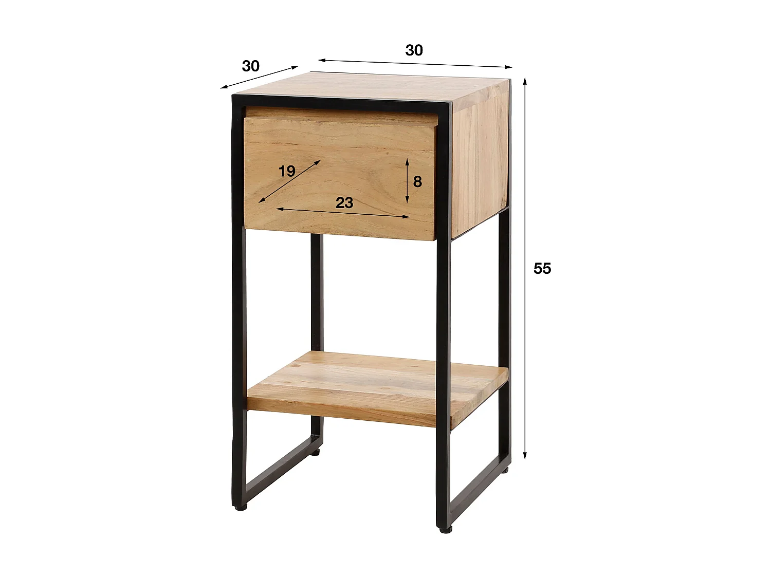 Table de chevet 1L XS Straight Wood - Acacia massif naturel