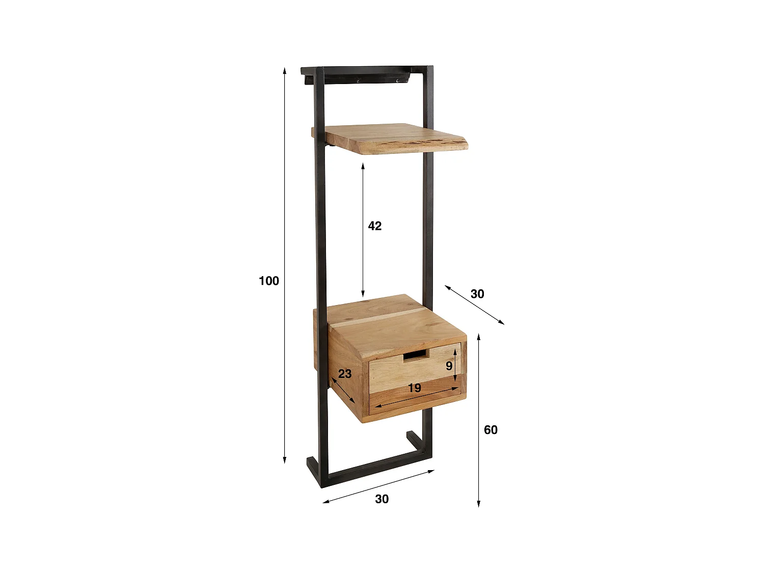 Table de chevet Air Solid XS - Acacia massif naturel