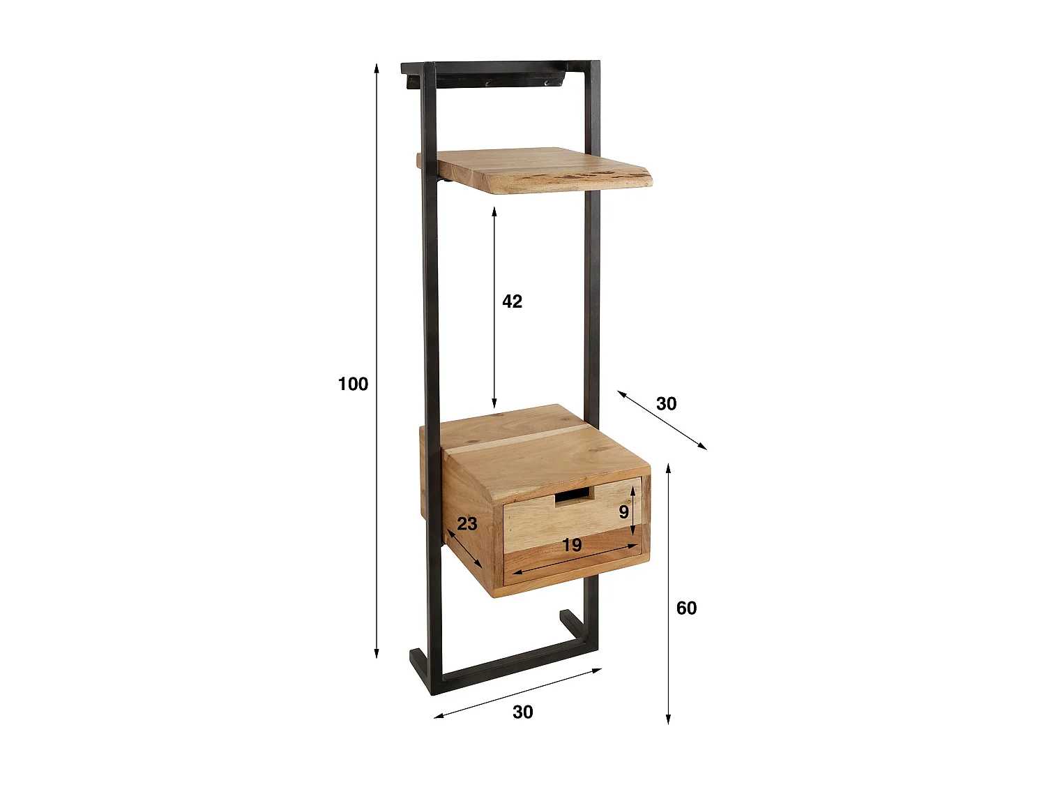 Table de chevet Air Solid XS - Acacia massif naturel