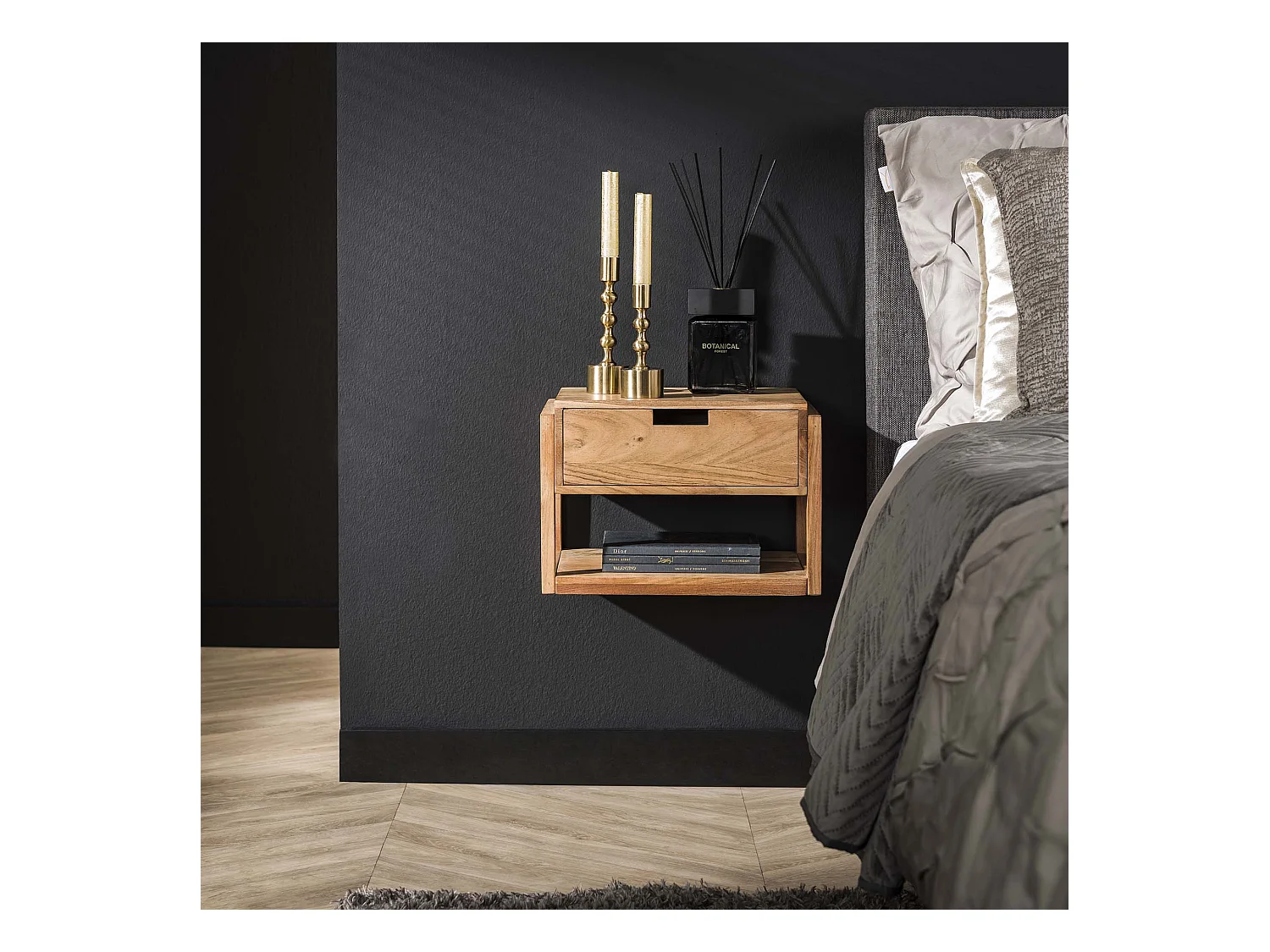 Table de chevet 1L Flottante - Bois d'acacia