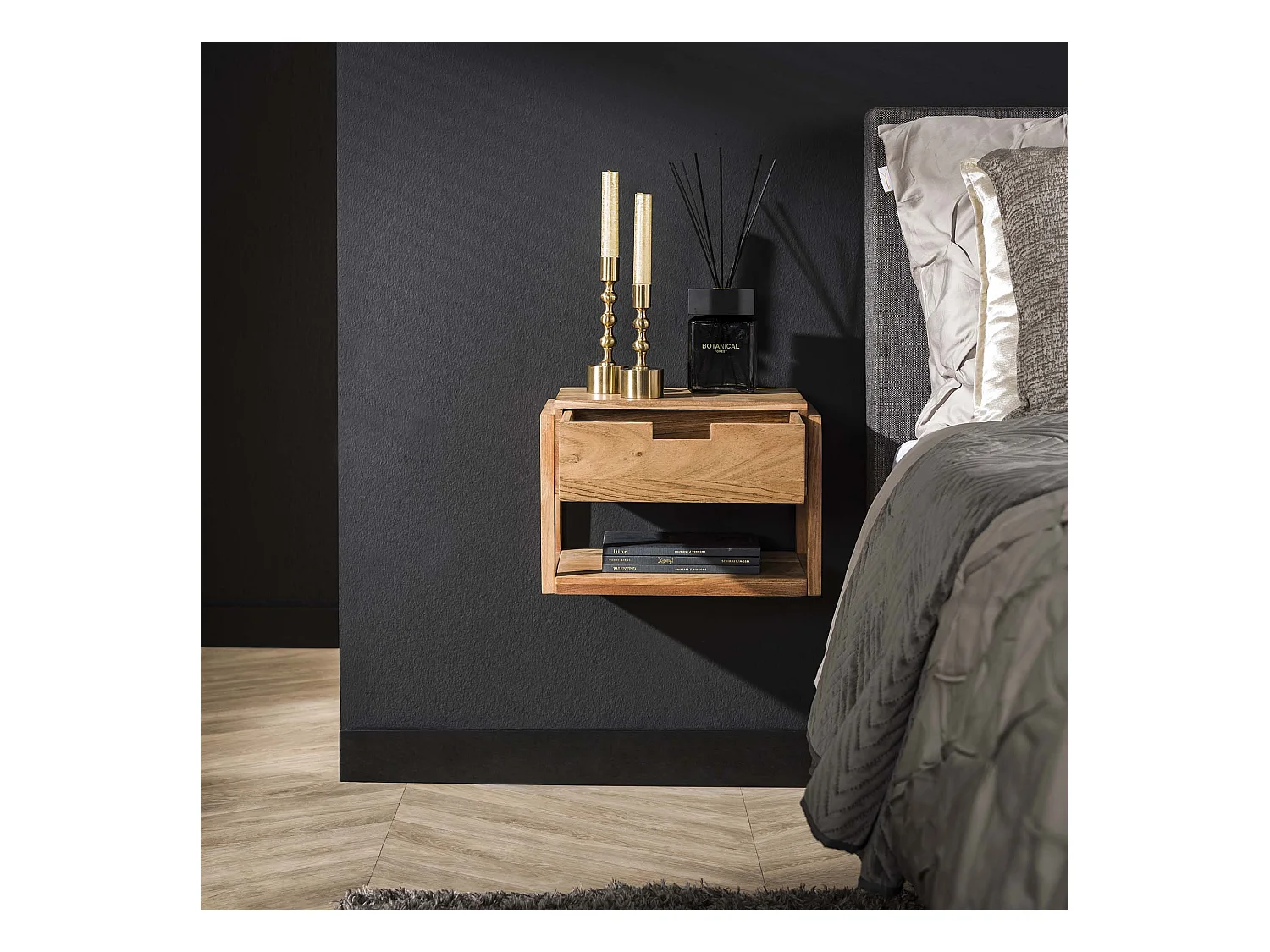 Table de chevet 1L Flottante - Bois d'acacia