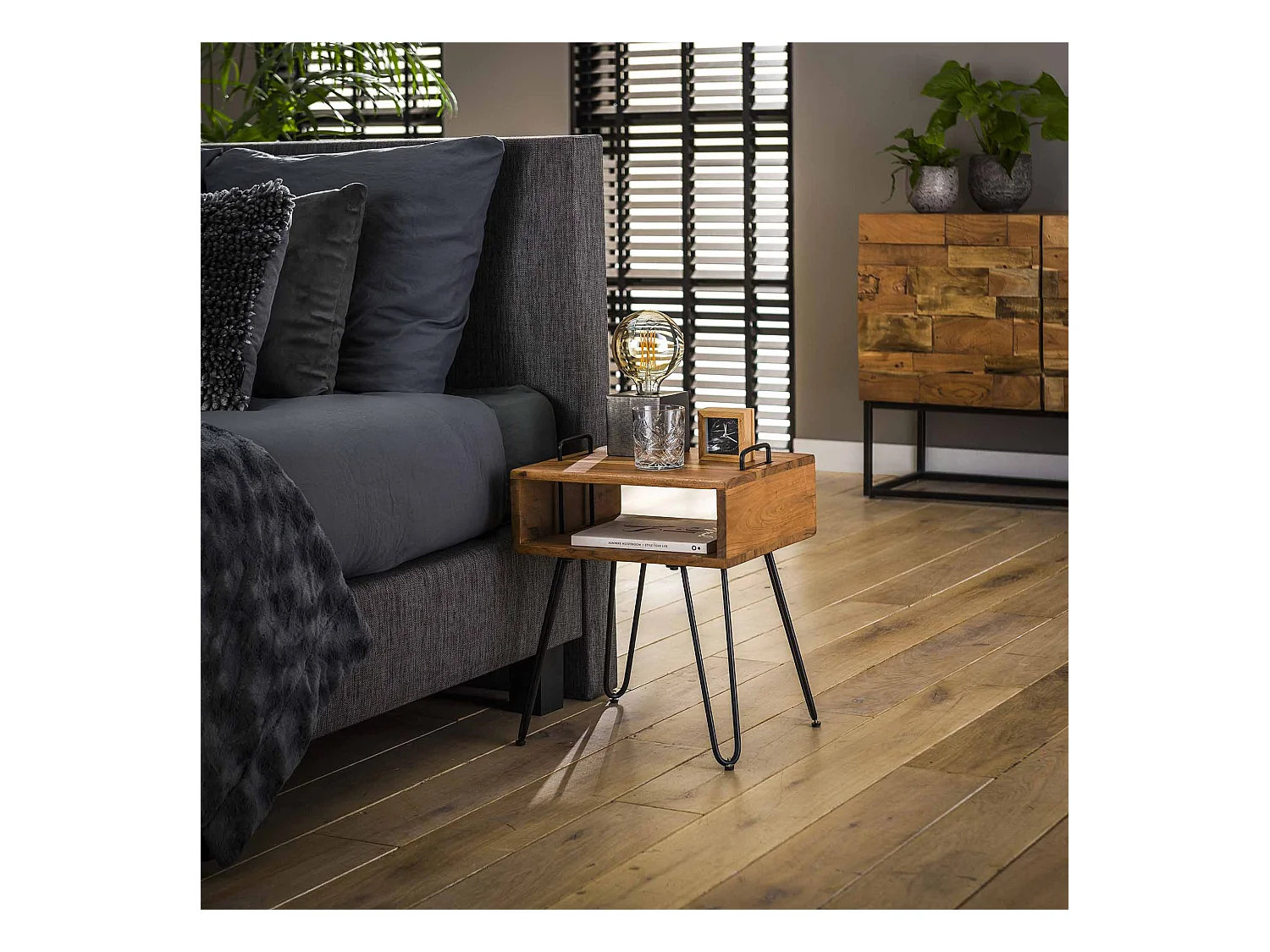 Table de chevet Quadro - Marron - Table d'appoint - 40x34x48