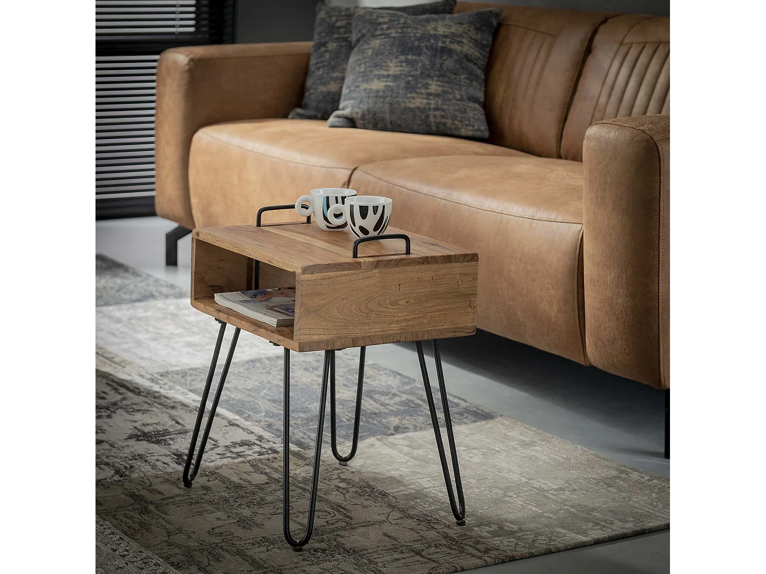 Table de chevet Quadro - Marron - Table d'appoint - 40x34x48