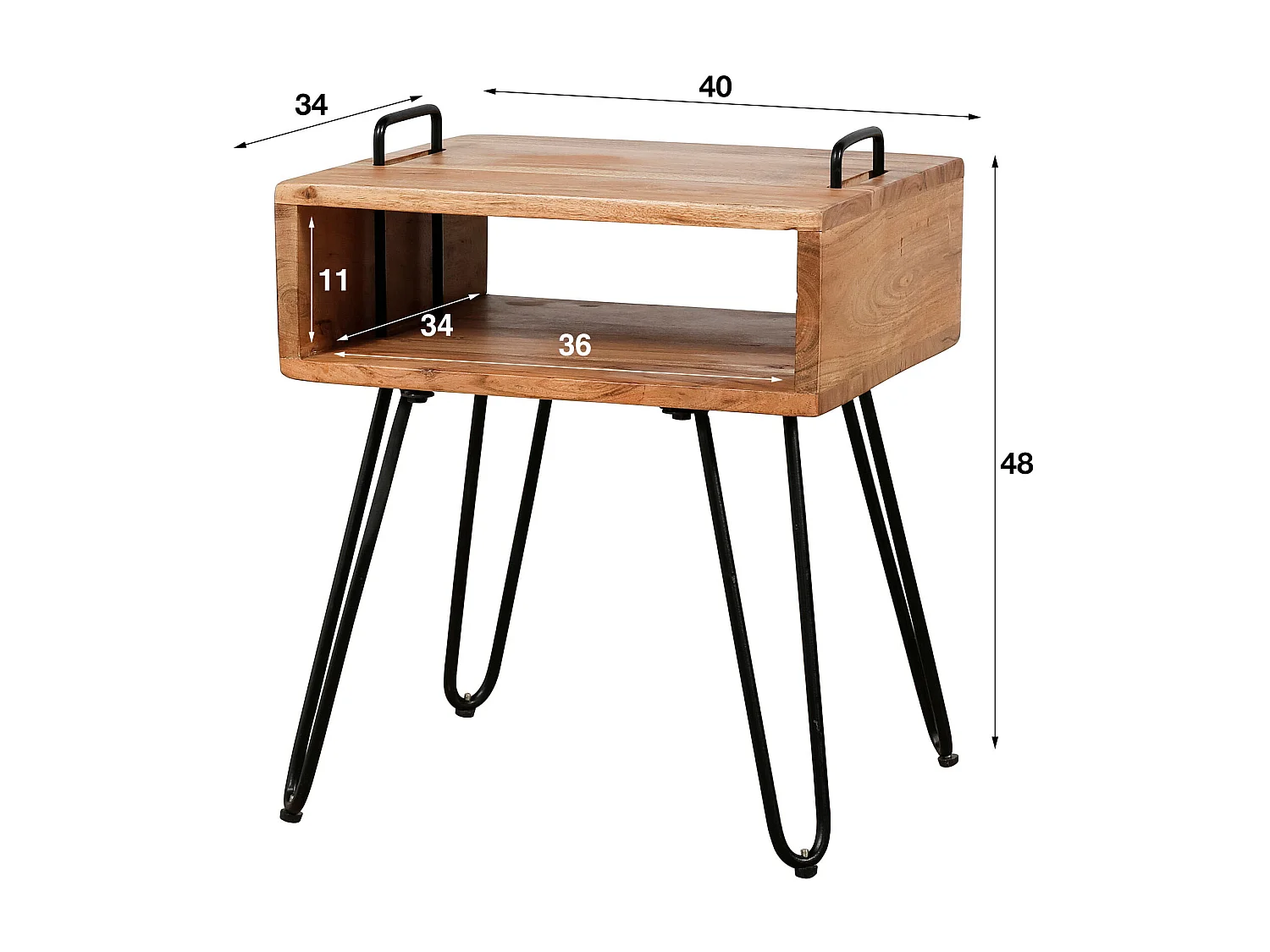 Table de chevet Quadro - Marron - Table d'appoint - 40x34x48