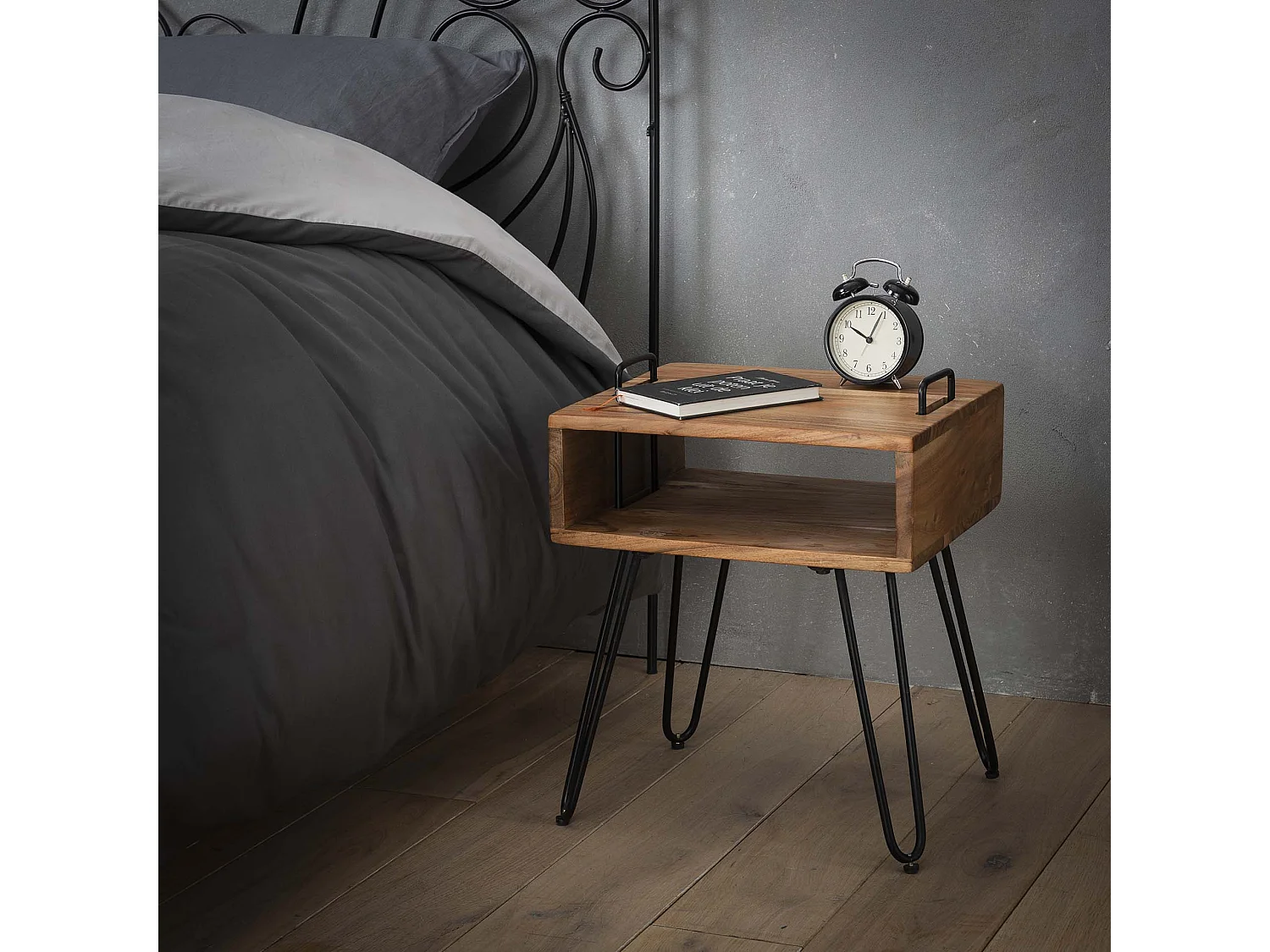 Table de chevet Quadro - Marron - Table d'appoint - 40x34x48