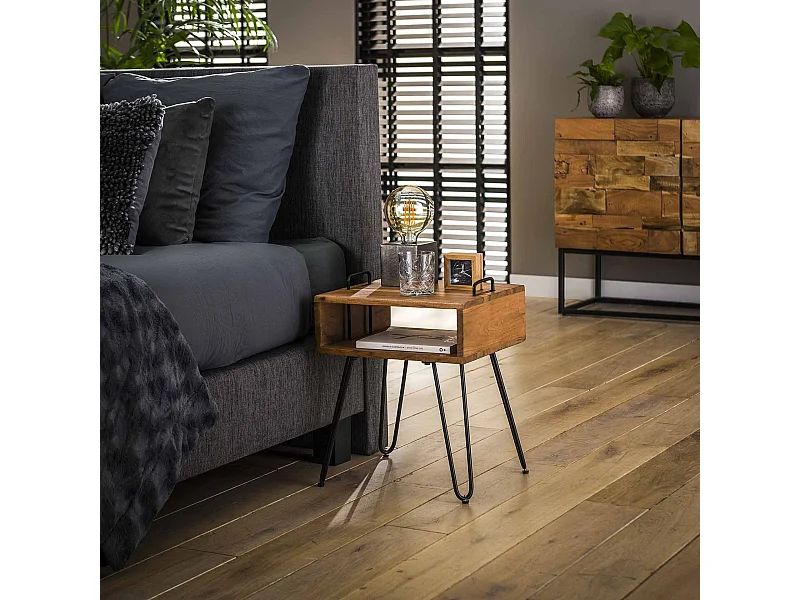 Table de chevet Quadro - Marron - Table d'appoint - 40x34x48