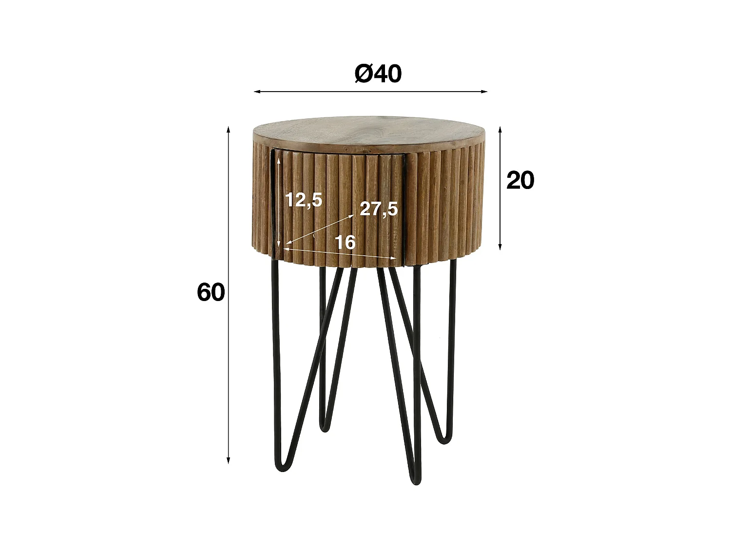 Table de chevet 1L tweak ronde / Couleur sable mangue unie