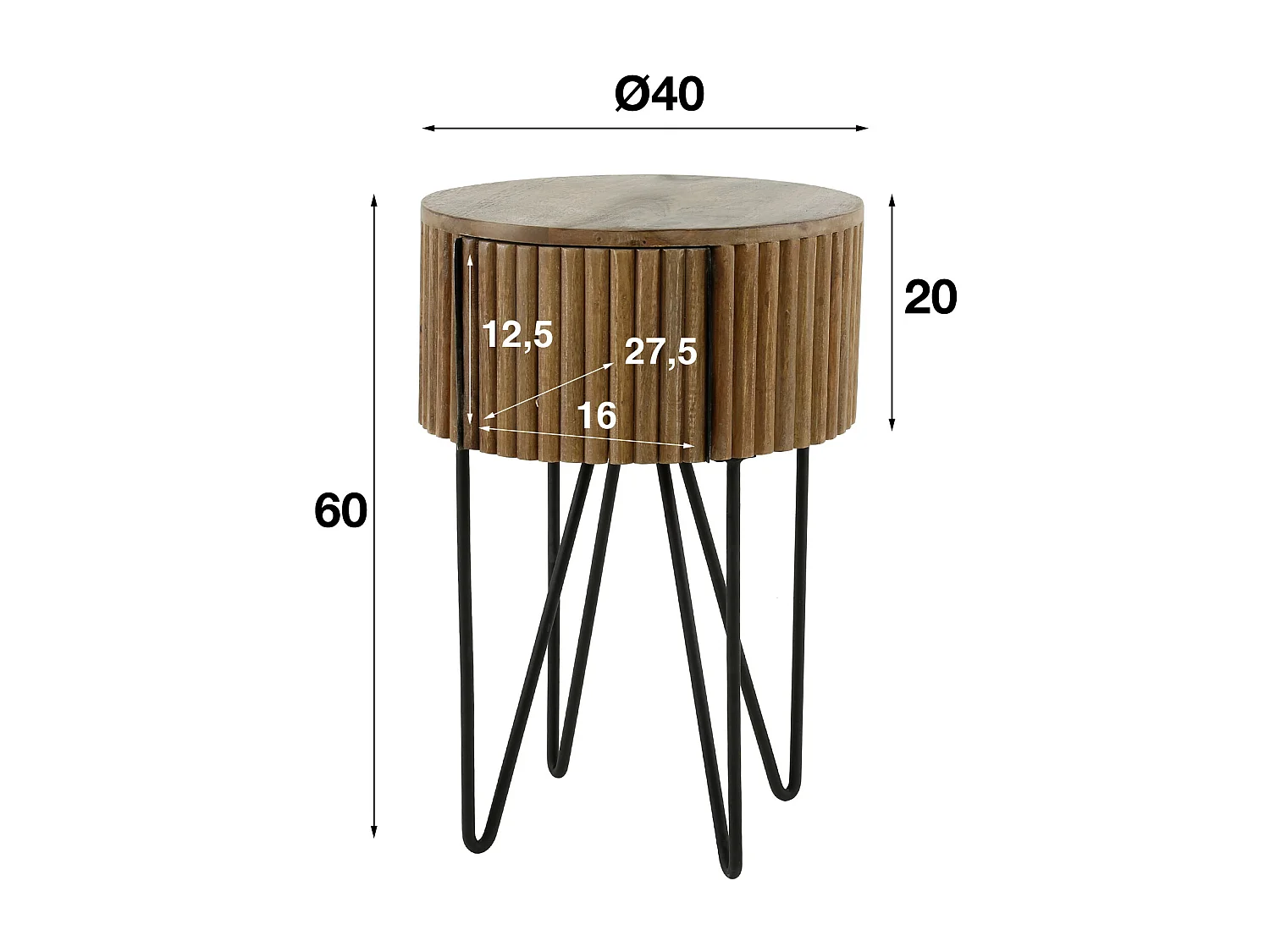 Table de chevet 1L tweak ronde / Couleur sable mangue unie