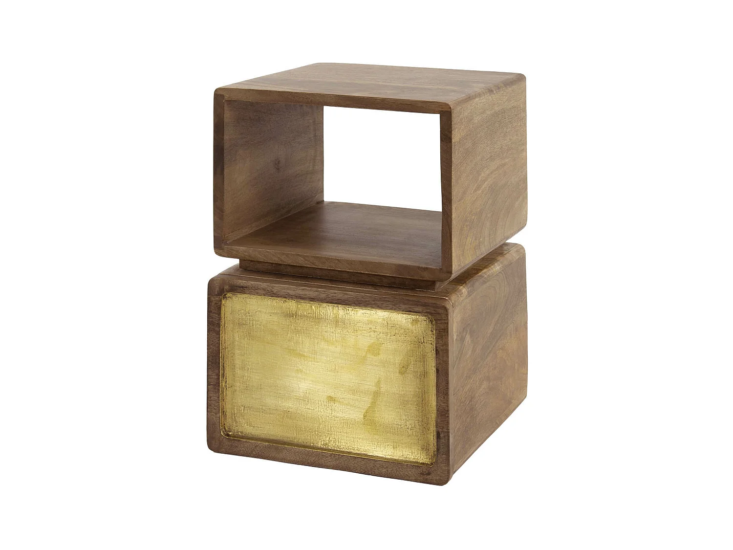 Table de chevet XS Laiton - Manguier massif noir - Largeur 30 cm