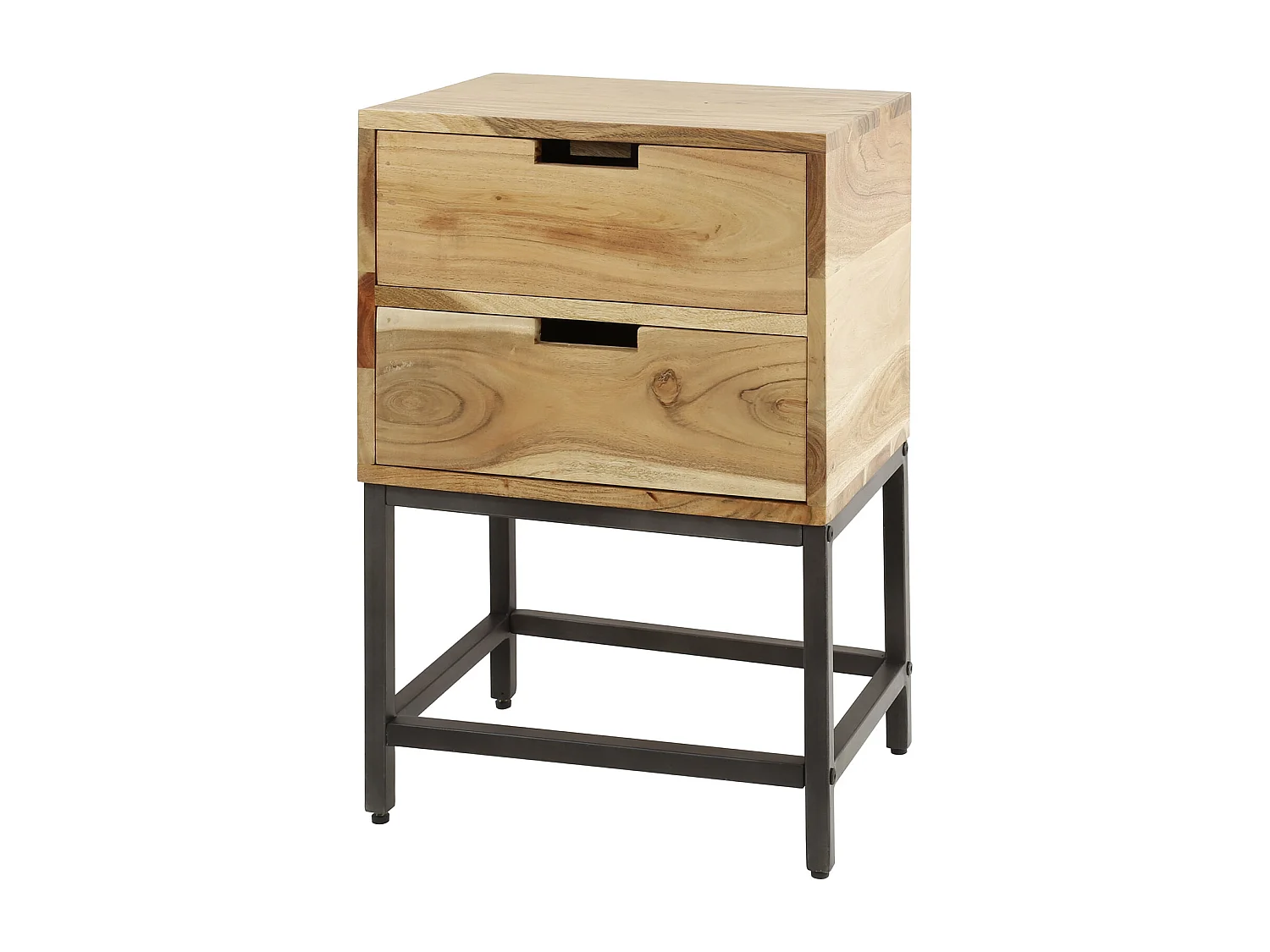 Table de chevet Flat - 2 tiroirs - Bois d'acacia massif