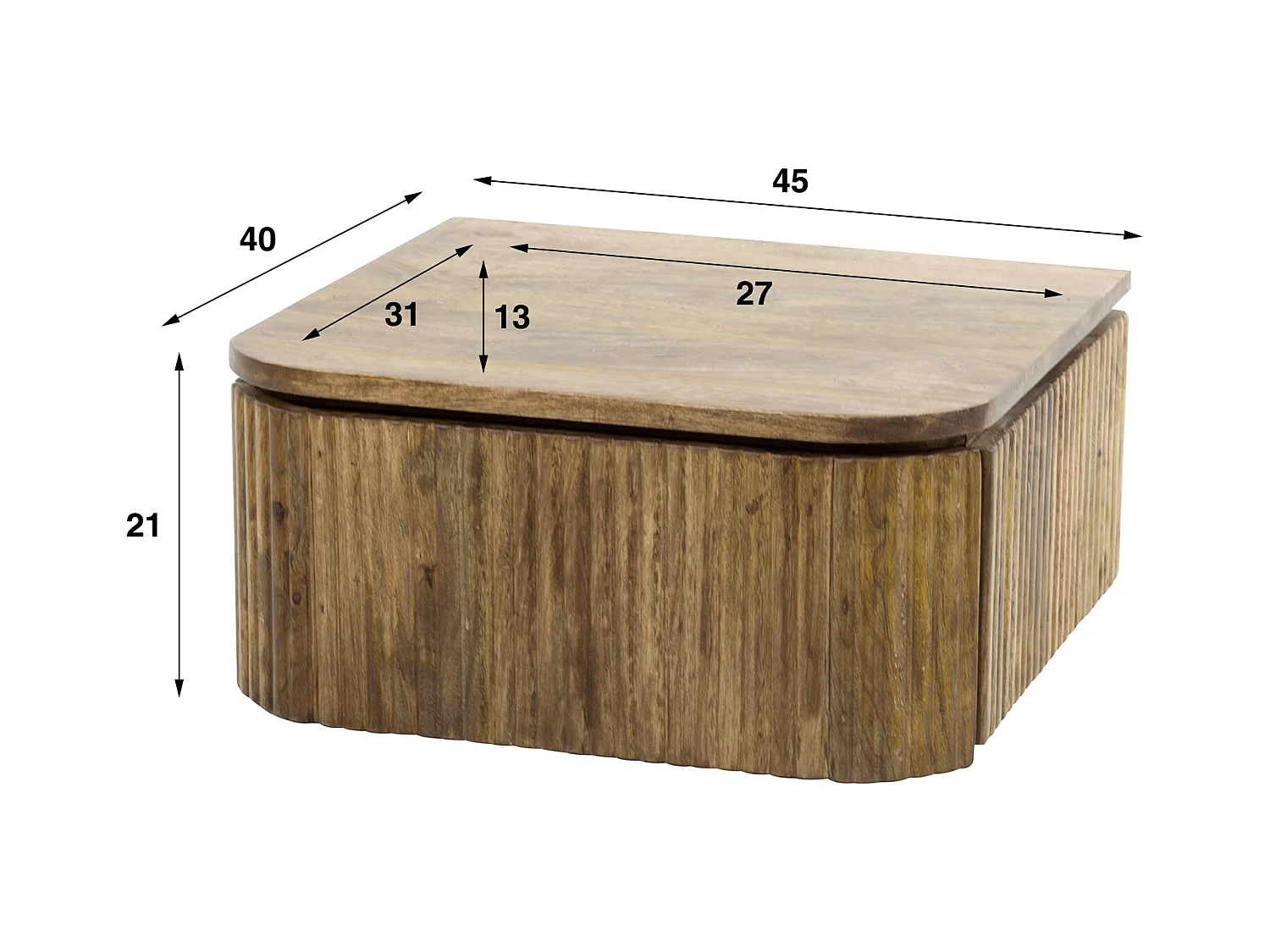 Table de chevet Wave - Suspendue 1 tiroir - Bois de manguier - Couleur sable