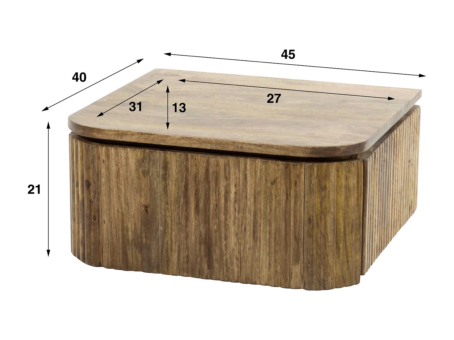 Table de chevet Wave - Suspendue 1 tiroir - Bois de manguier - Couleur sable