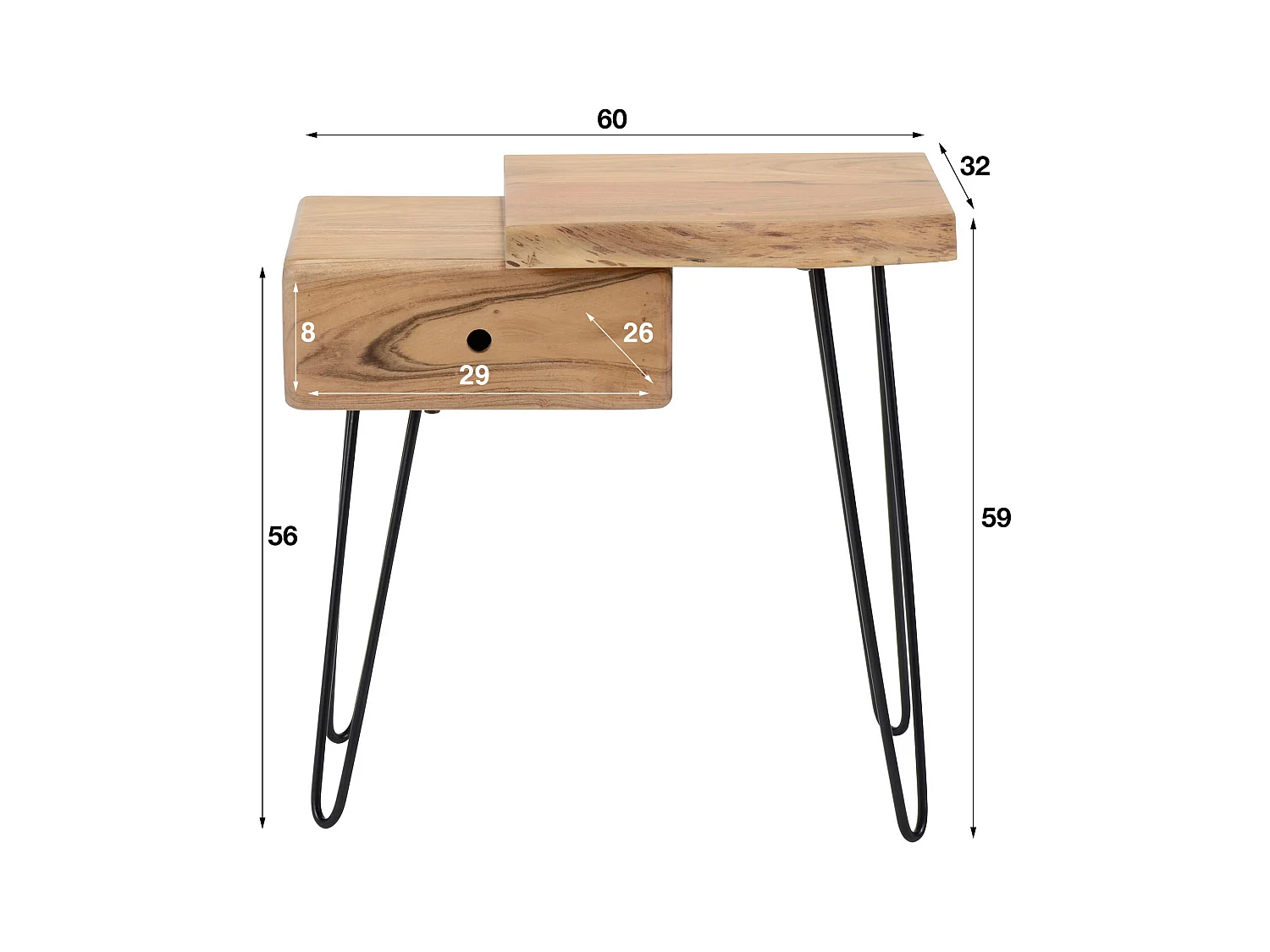 Nachttisch Akazienholz - Edge R