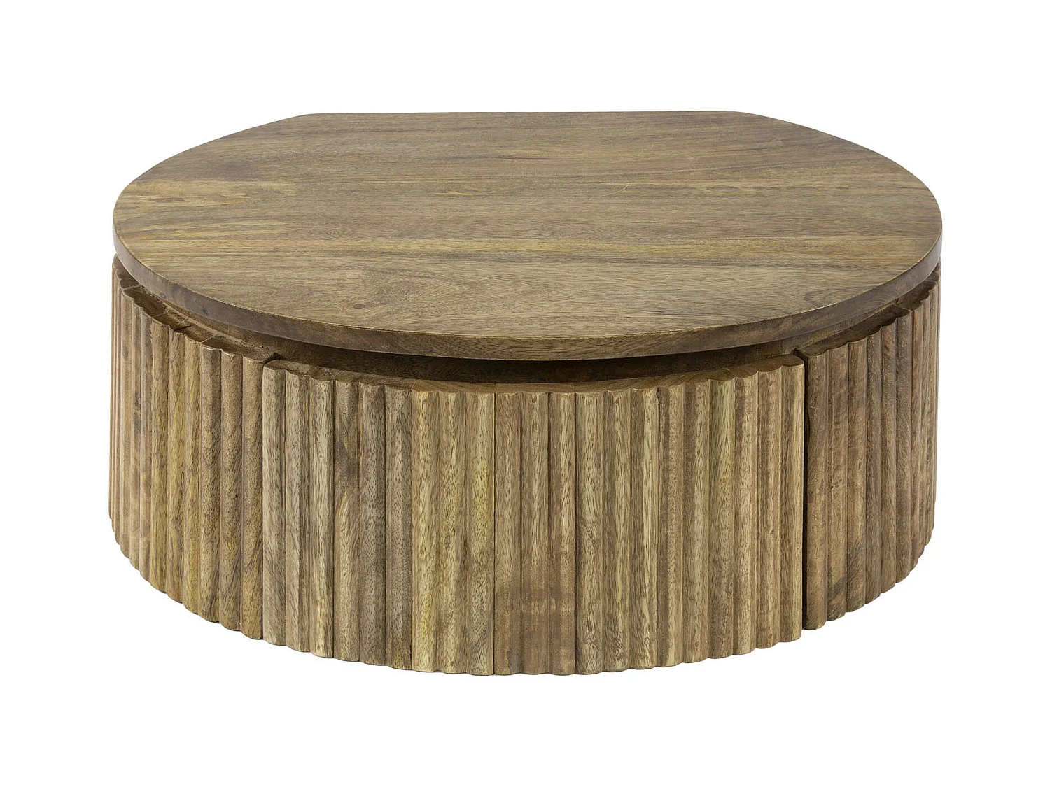 Nachtkastje Wave Rond - Massief Mango Zandkleur