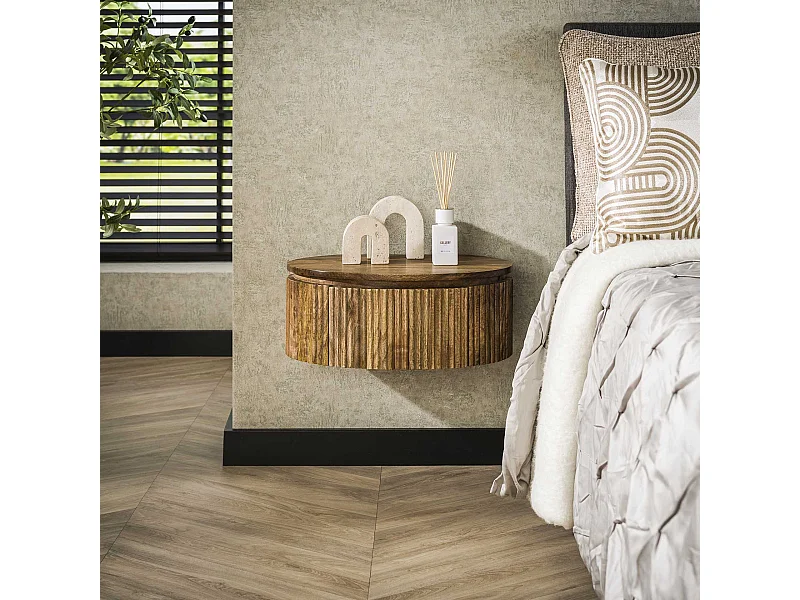 Nachttisch Wave Round - Solide Mango Sandfarbe