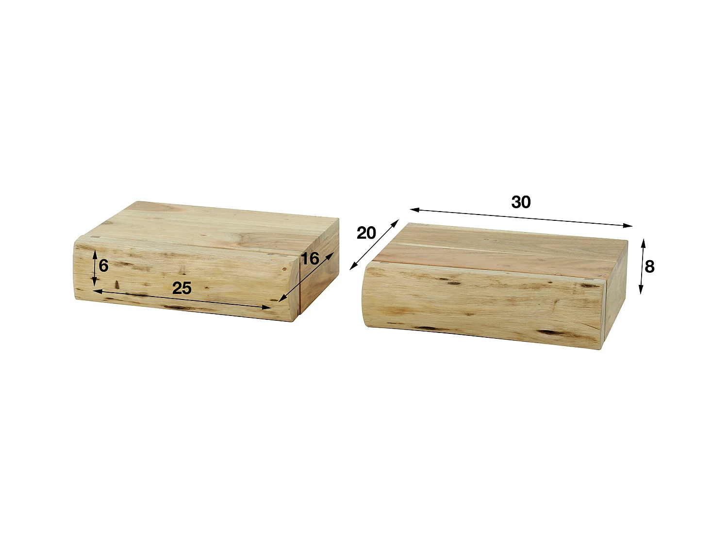 Table de chevet 1L Tree XS - Acacia massif naturel - Lot de 2