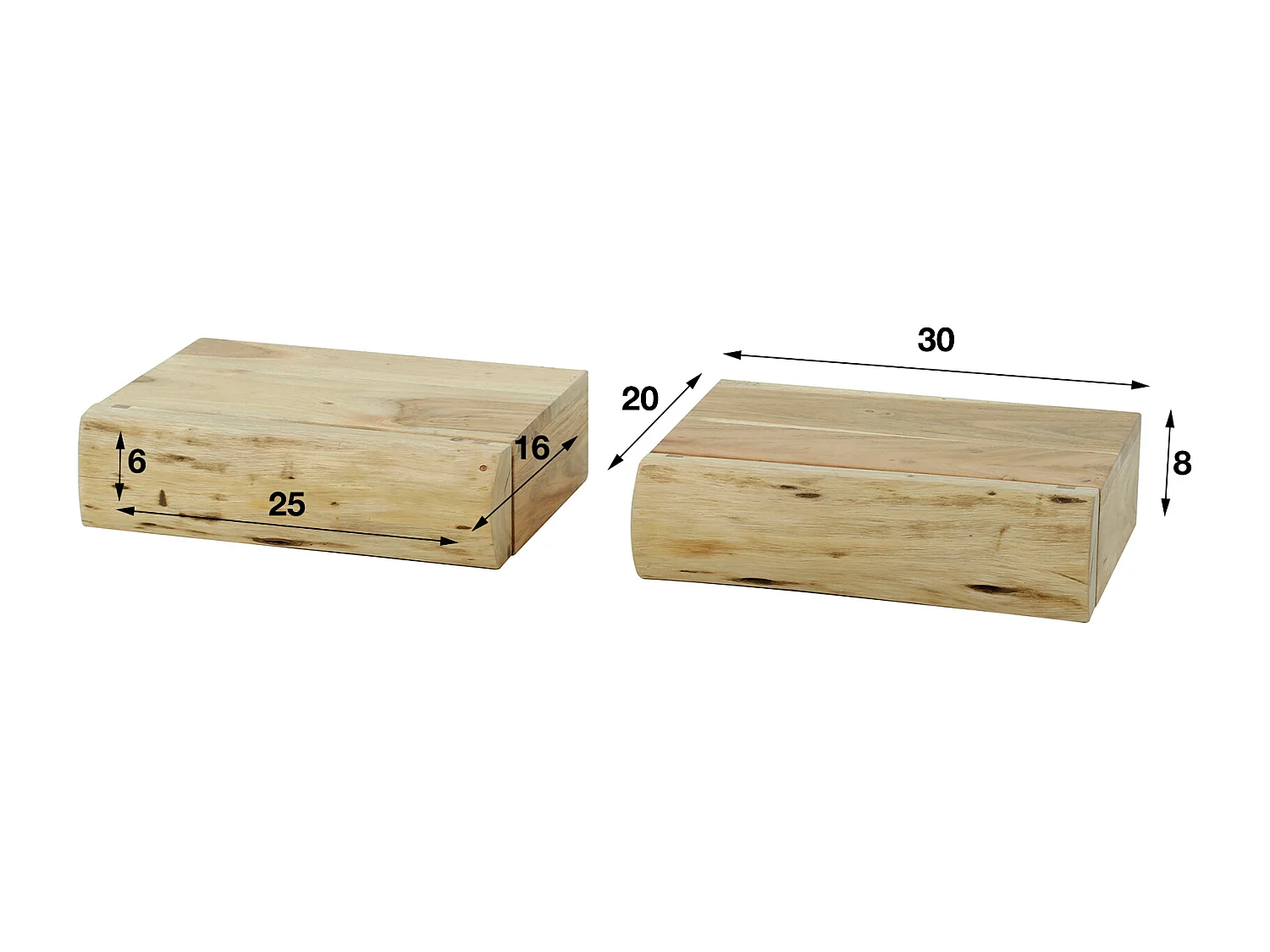 Table de chevet 1L Tree XS - Acacia massif naturel - Lot de 2