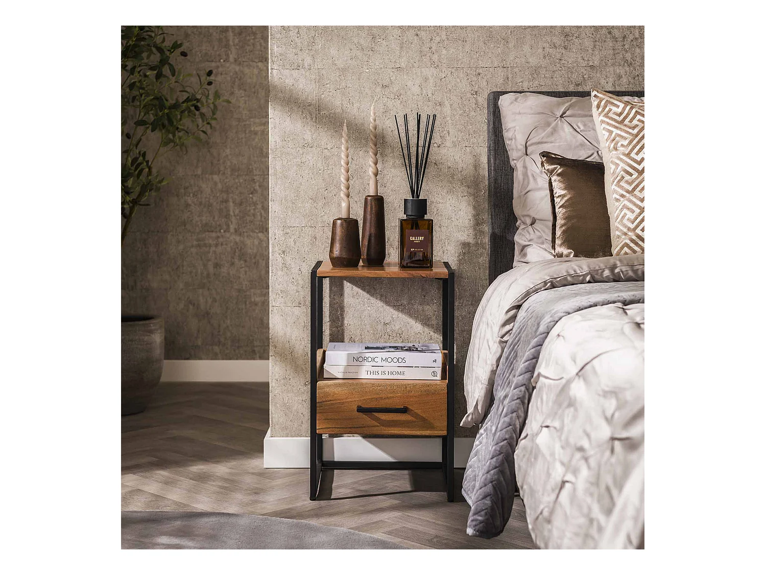 Table de chevet Niche 1L XS - Acacia massif Naturel