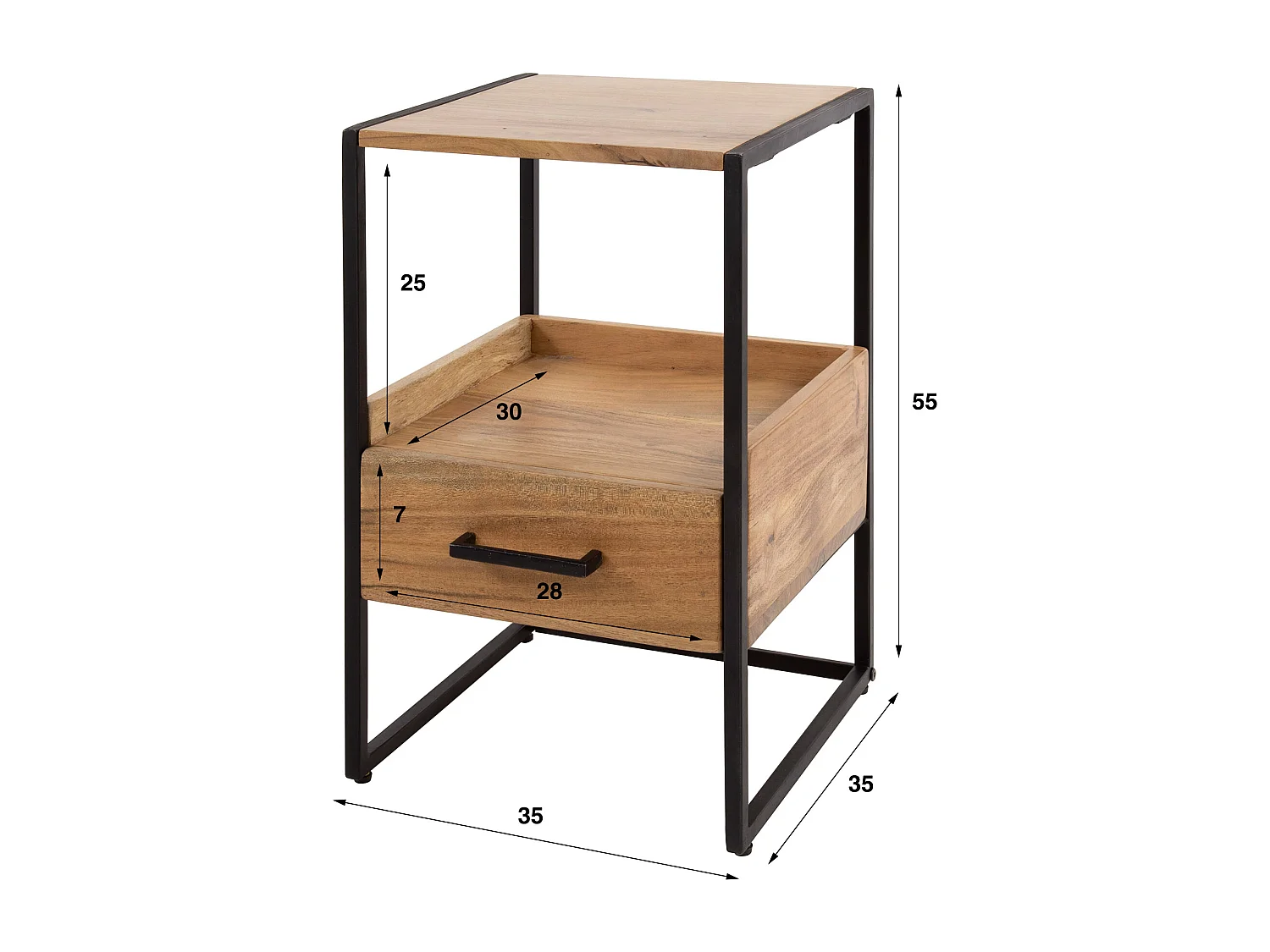 Table de chevet Niche 1L XS - Acacia massif Naturel