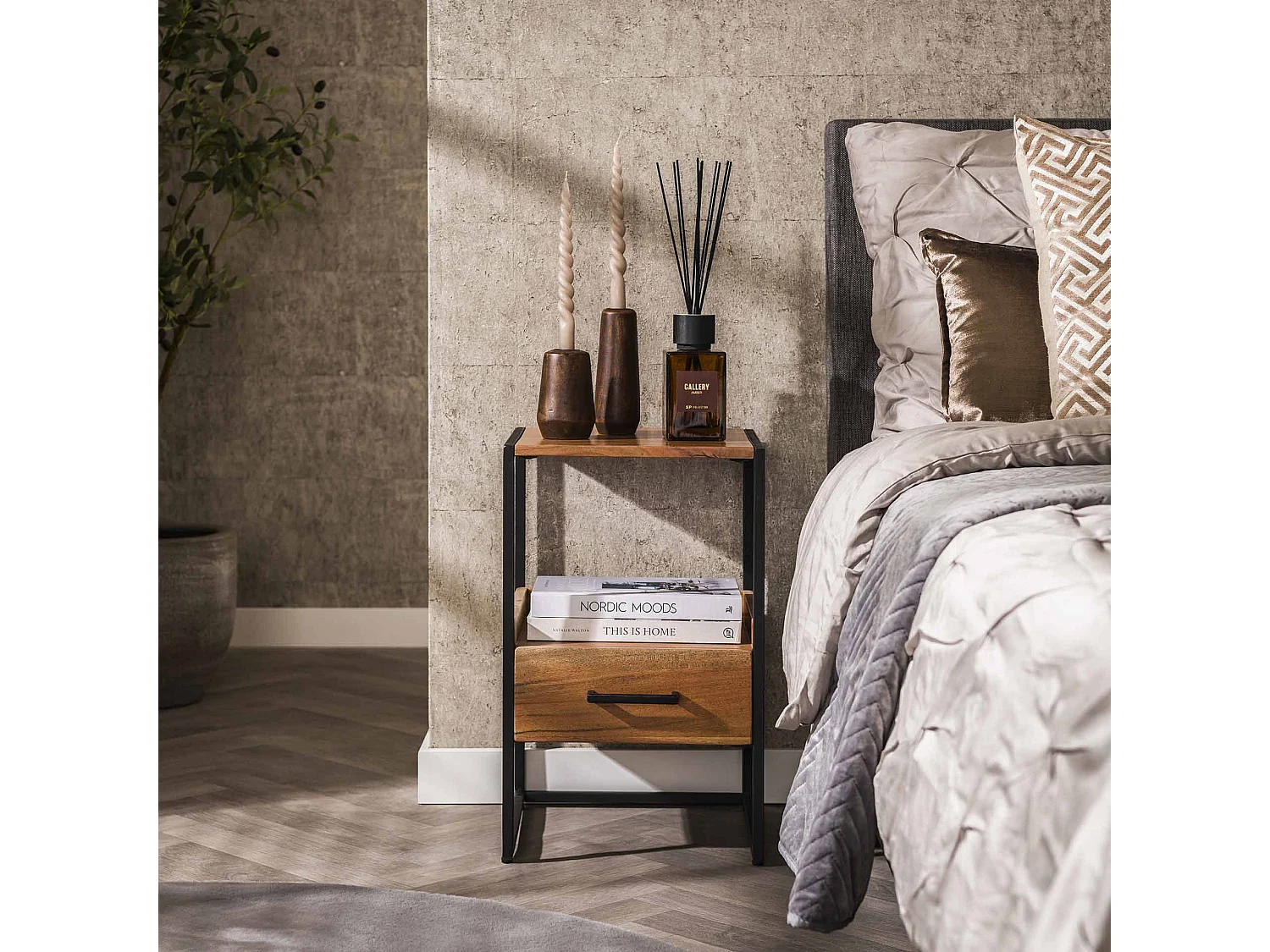 Table de chevet Niche 1L XS - Acacia massif Naturel