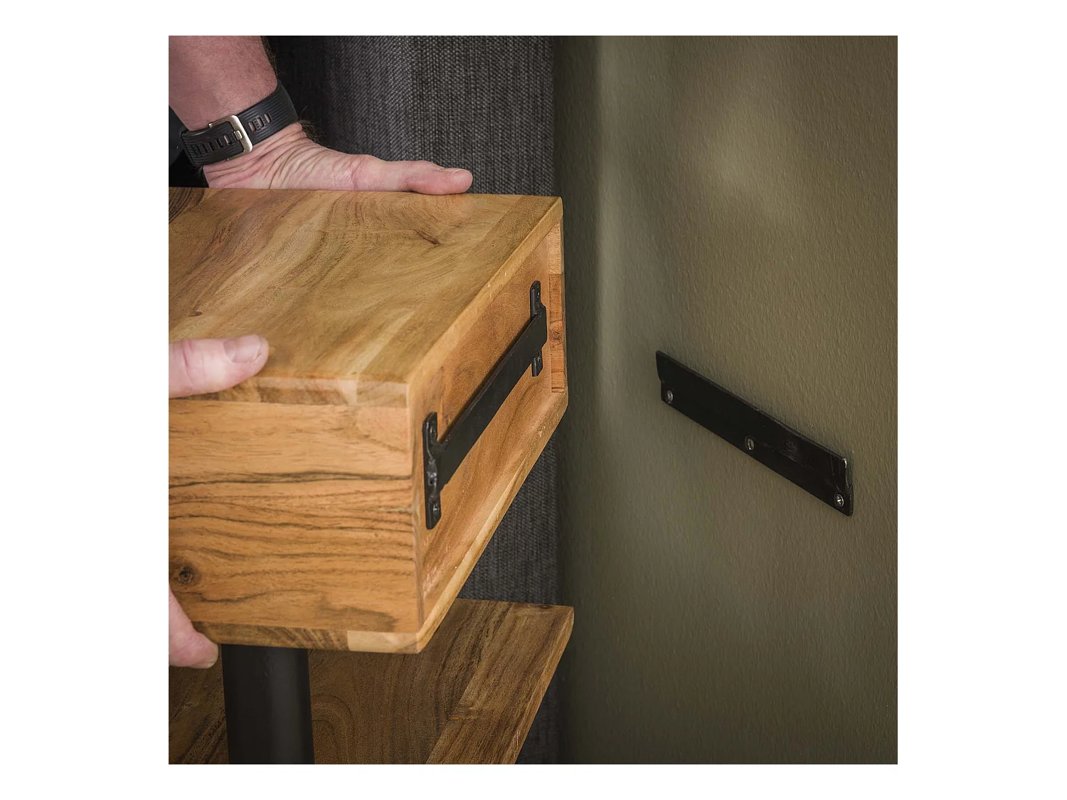 Table de chevet 1L Étagère - Acacia massif Naturel