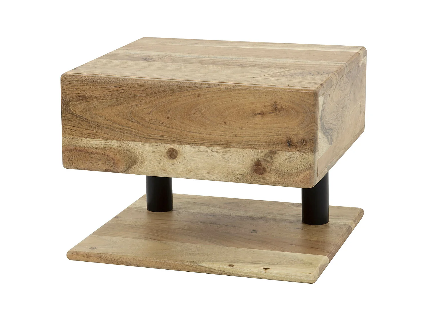 Table de chevet 1L Étagère - Acacia massif Naturel