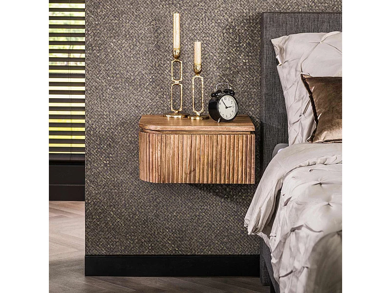 Table de chevet Wave L+R arrondie - Manguier massif naturel - Lot de 2