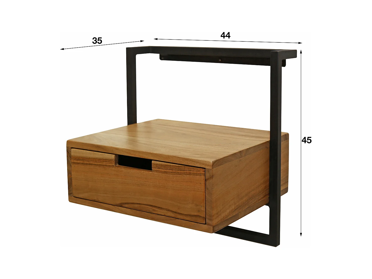 Table de chevet suspendue - 1 tiroir - Air Solid - Marron