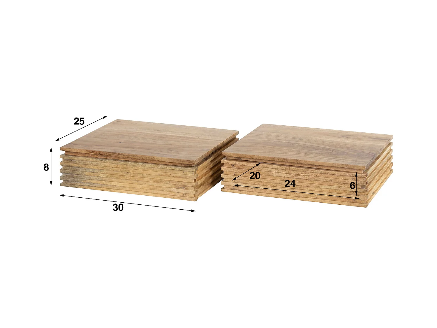 Table de chevet Layer XS - Acacia massif naturel - Lot de 2 - 30 cm