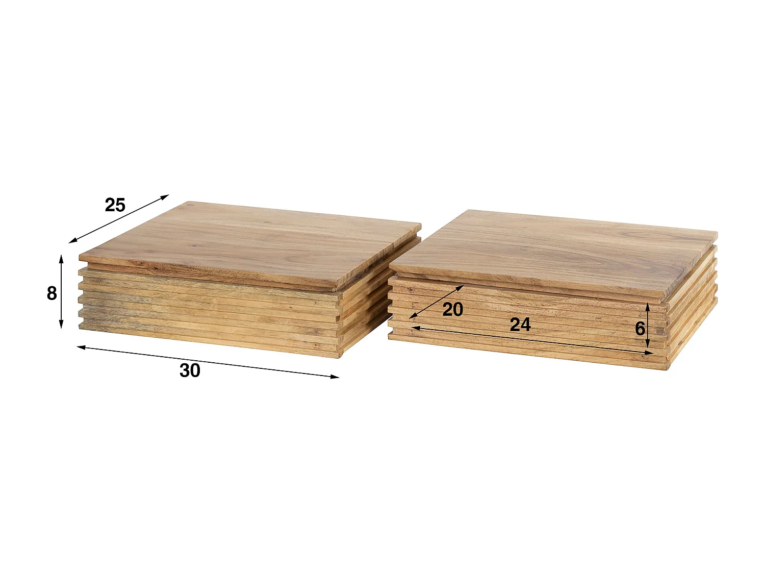 Table de chevet Layer XS - Acacia massif naturel - Lot de 2 - 30 cm