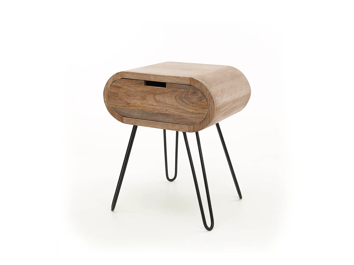 Table de chevet tonneau avec 1 tiroir - Marron - 50x35x60