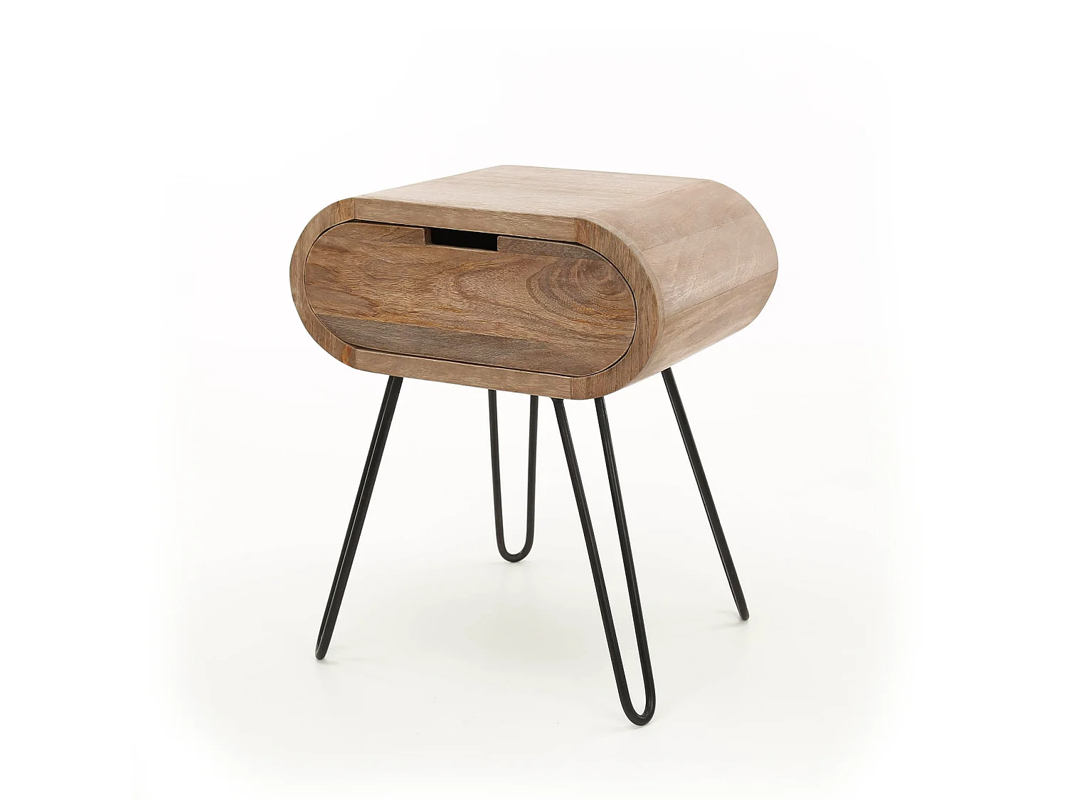 Table de chevet tonneau avec 1 tiroir - Marron - 50x35x60