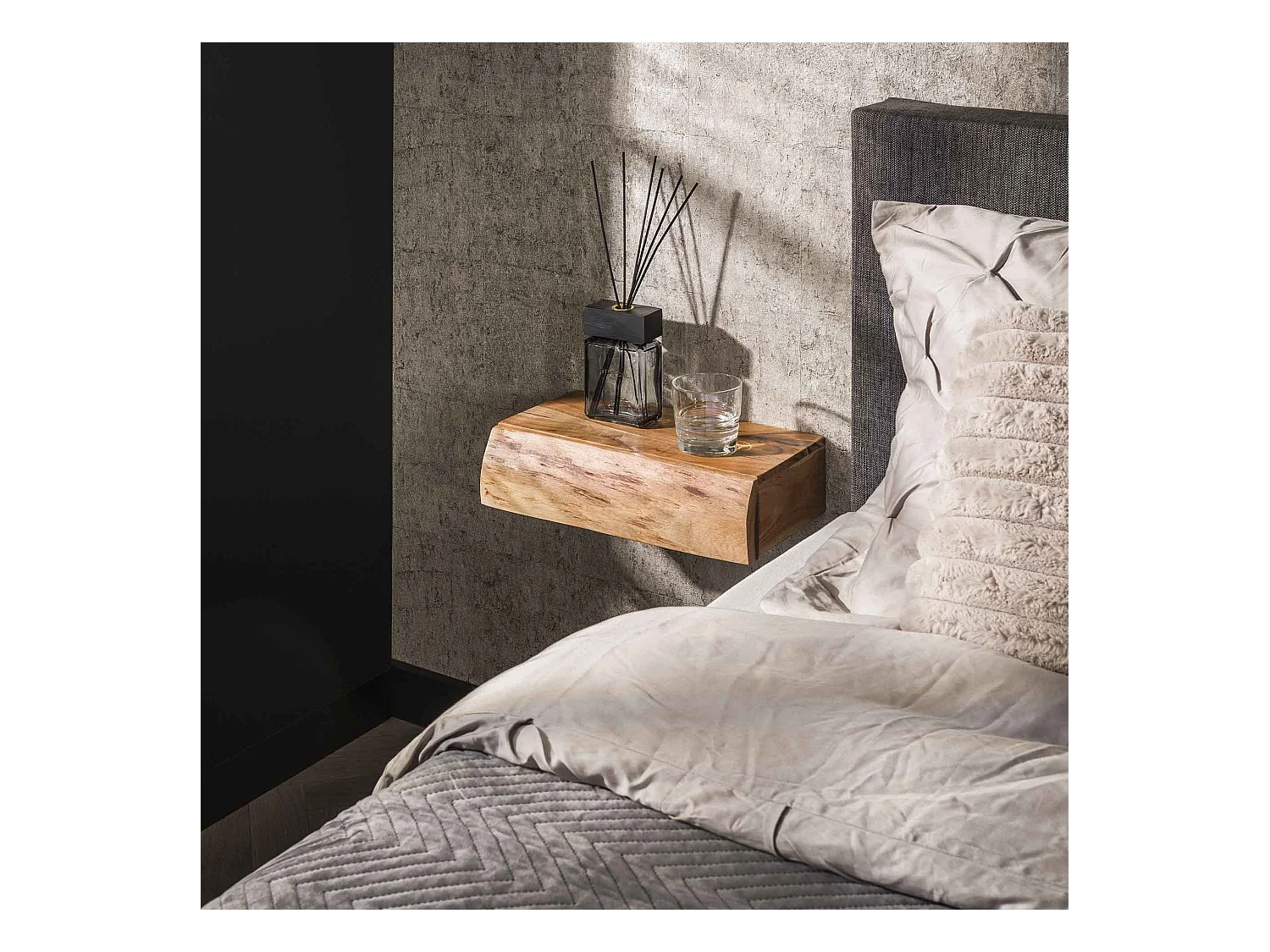 Table de chevet 1L Tree L - Acacia massif naturel - Lot de 2