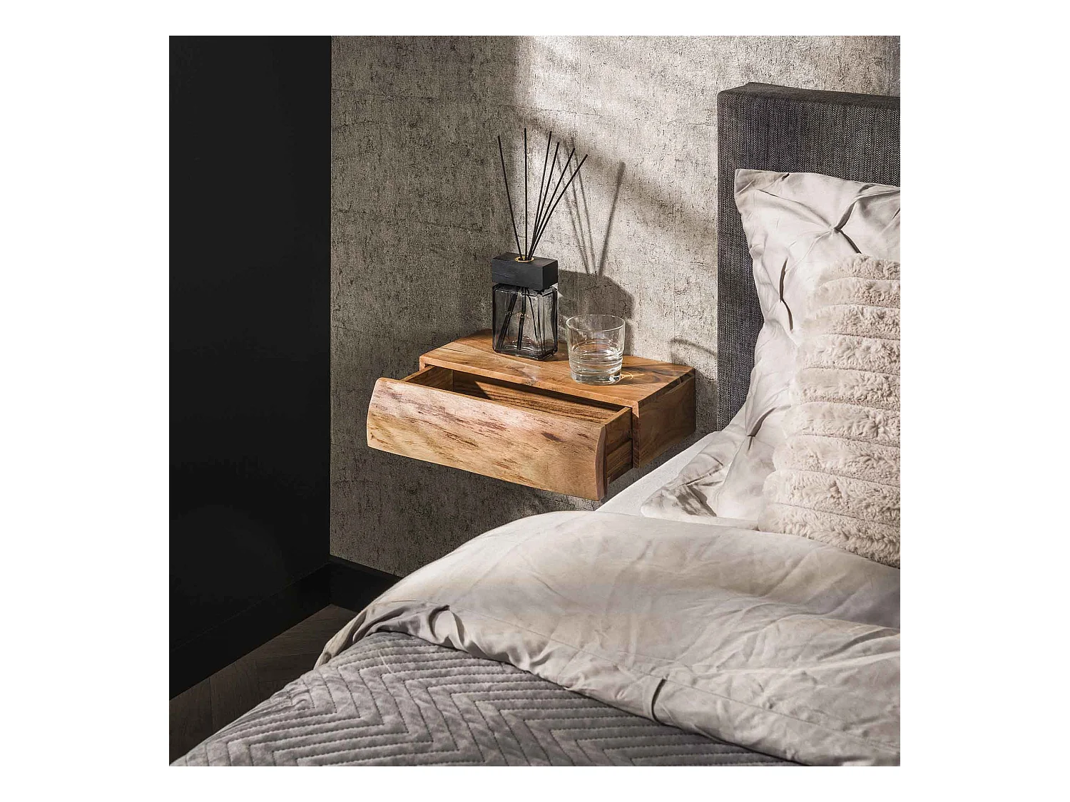 Table de chevet 1L Tree L - Acacia massif naturel - Lot de 2