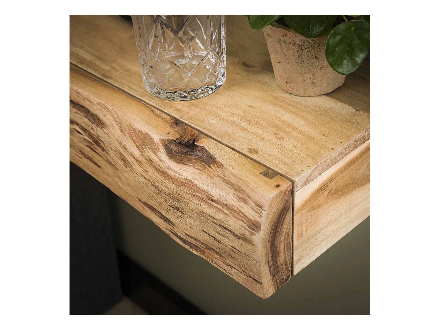 Table de chevet 1L Tree L - Acacia massif naturel - Lot de 2
