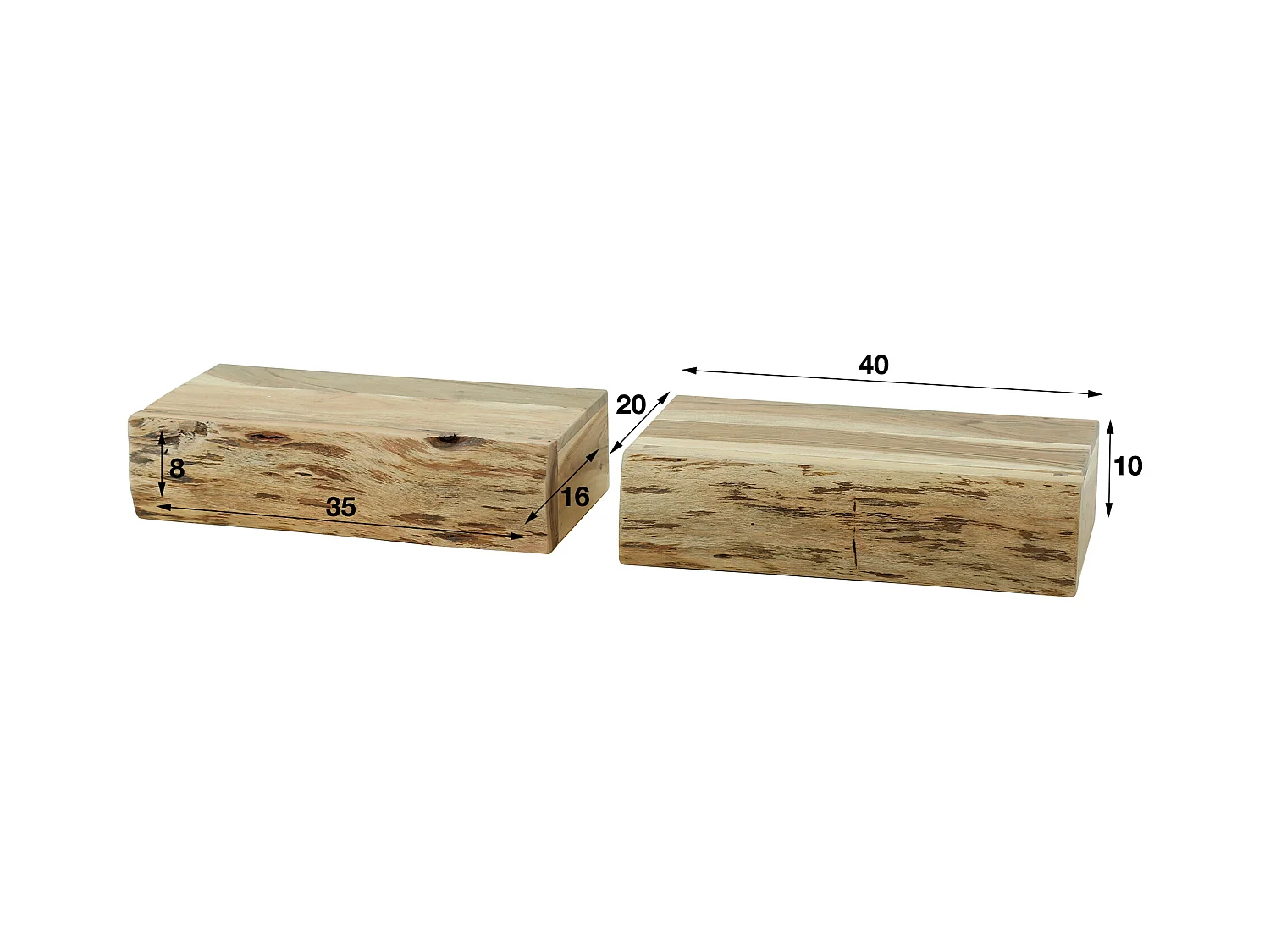 Table de chevet 1L Tree L - Acacia massif naturel - Lot de 2
