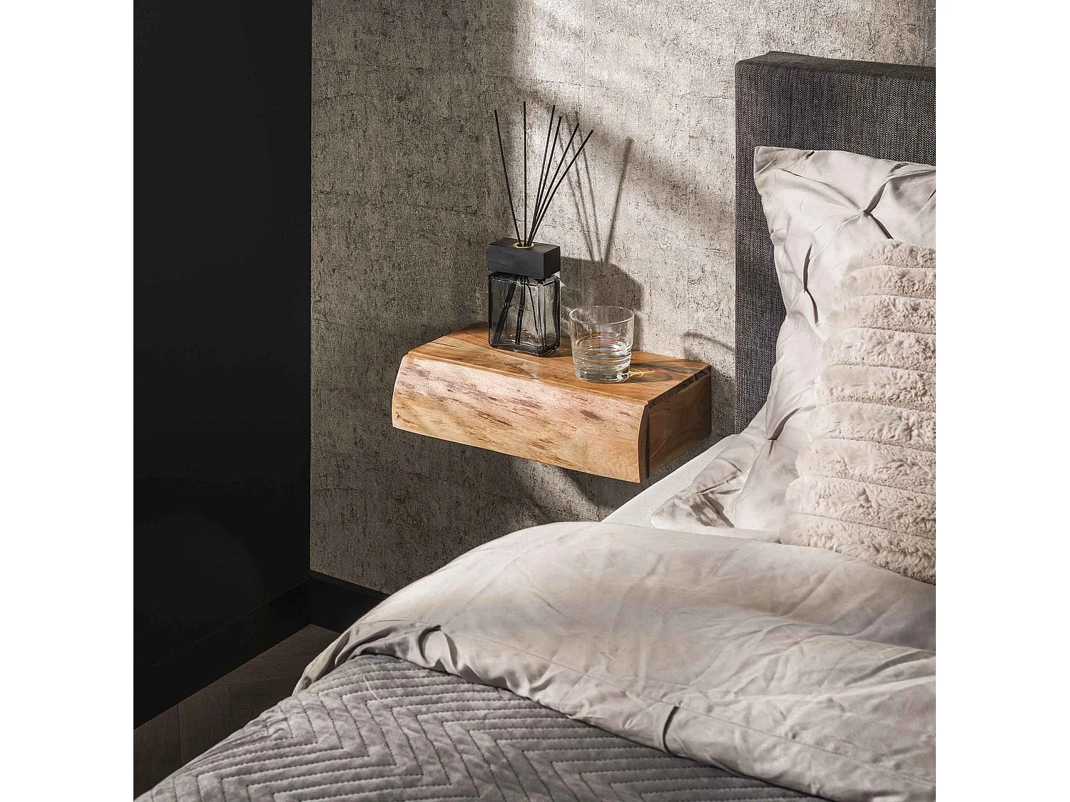 Table de chevet 1L Tree L - Acacia massif naturel - Lot de 2