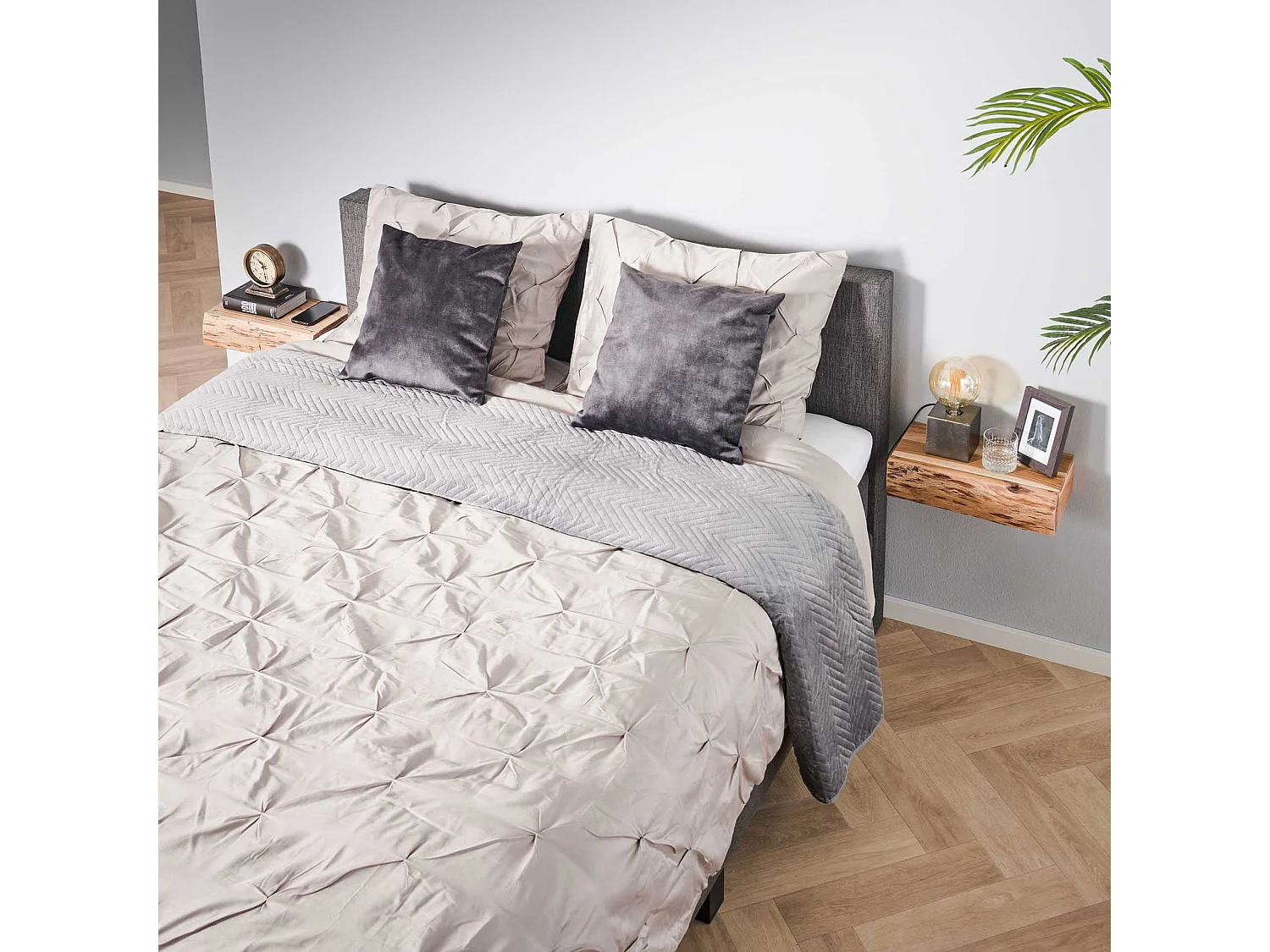 Table de chevet 1L Tree L - Acacia massif naturel - Lot de 2