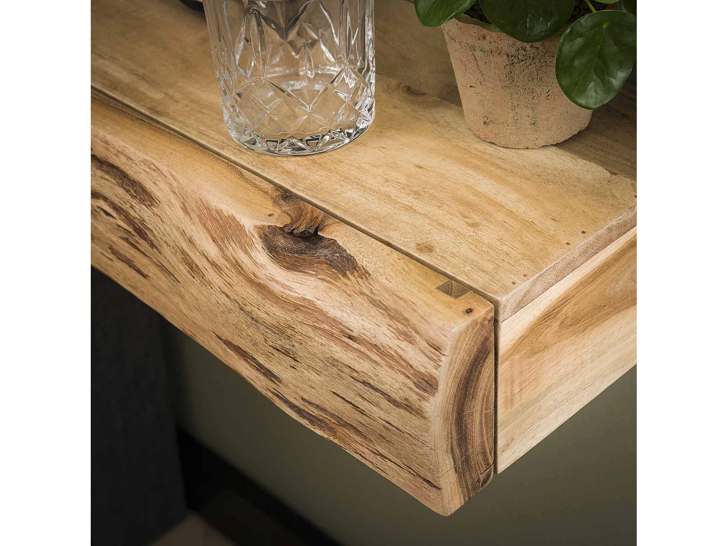 Table de chevet 1L Tree L - Acacia massif naturel - Lot de 2