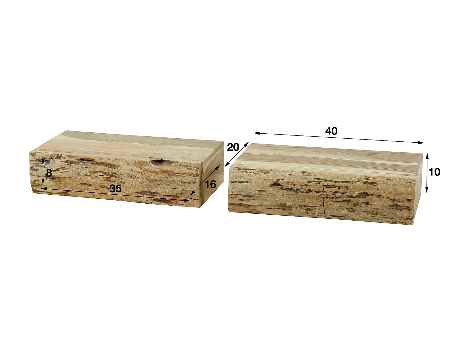 Table de chevet 1L Tree L - Acacia massif naturel - Lot de 2