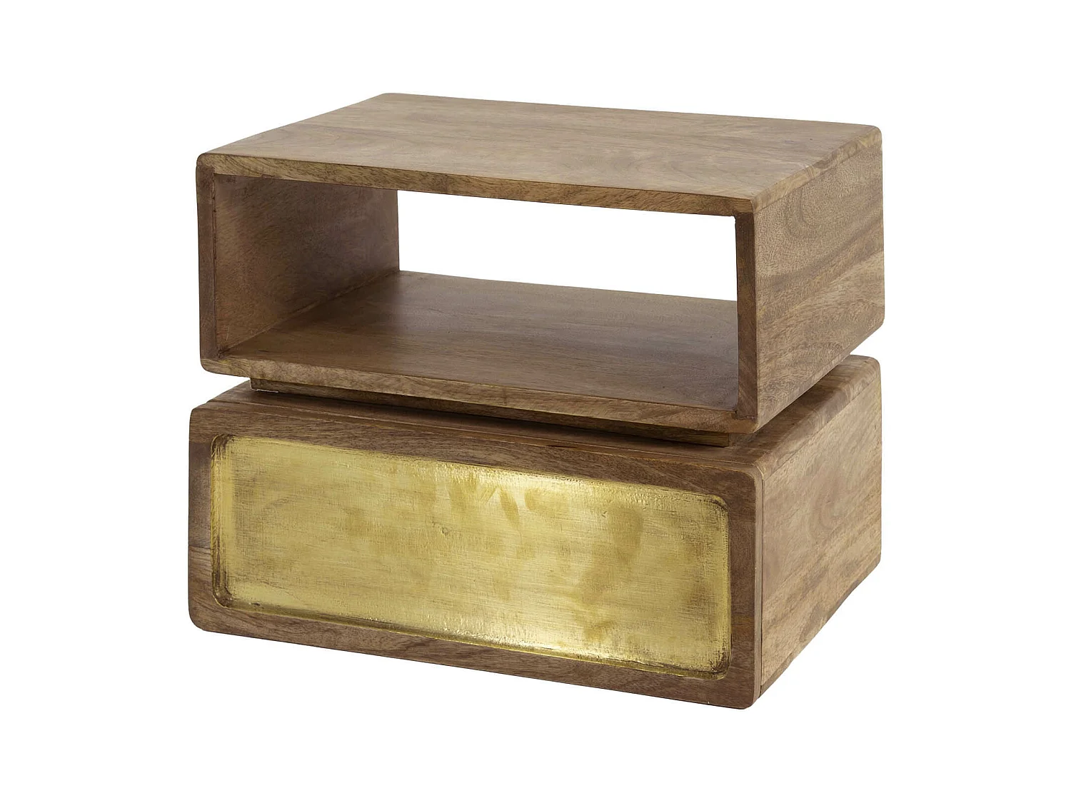 Table de chevet en laiton - Manguier massif noir - Largeur 40 cm