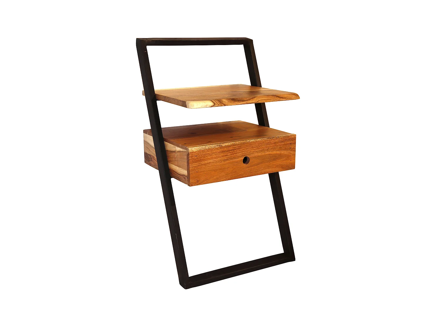 Table de chevet Lean - Noir/Marron - 45x35x77