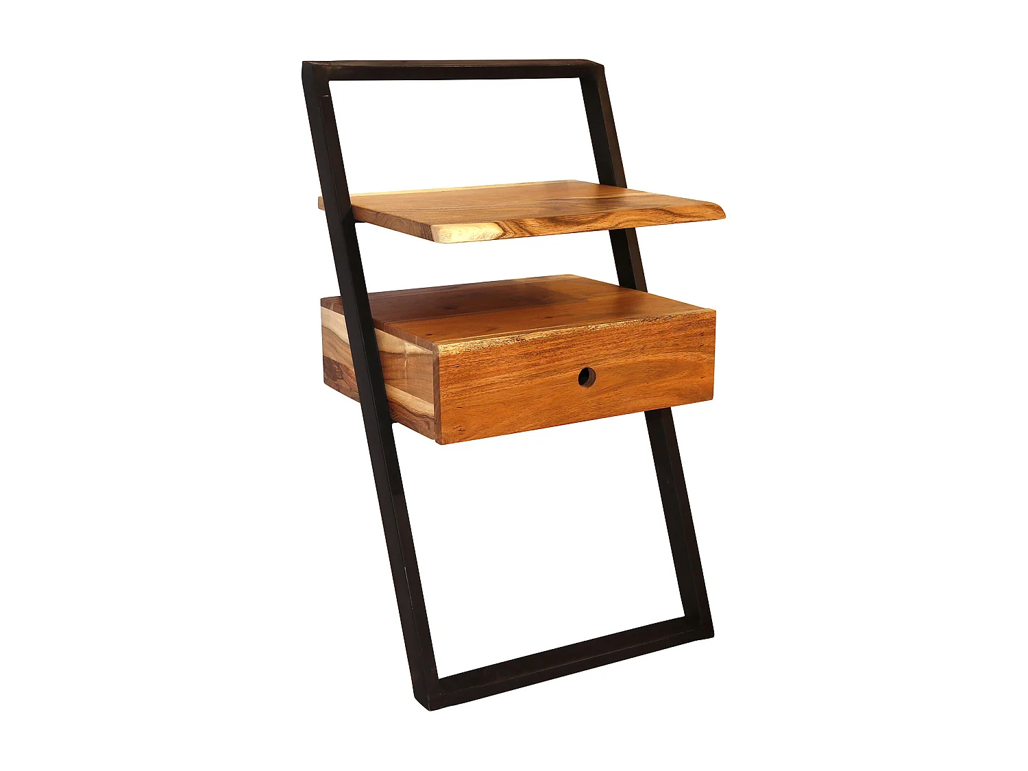 Table de chevet Lean - Noir/Marron - 45x35x77