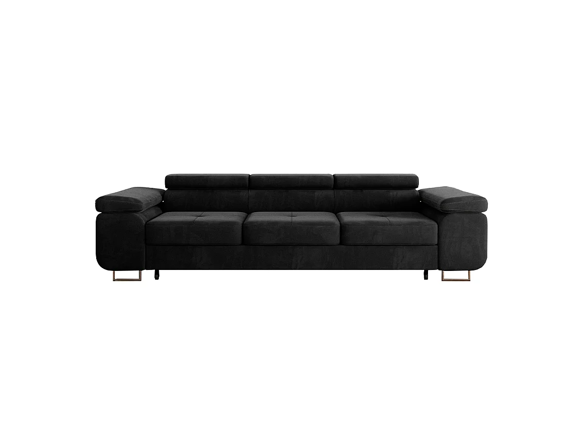 Canapé convertible 3 places en velours noir WILSON